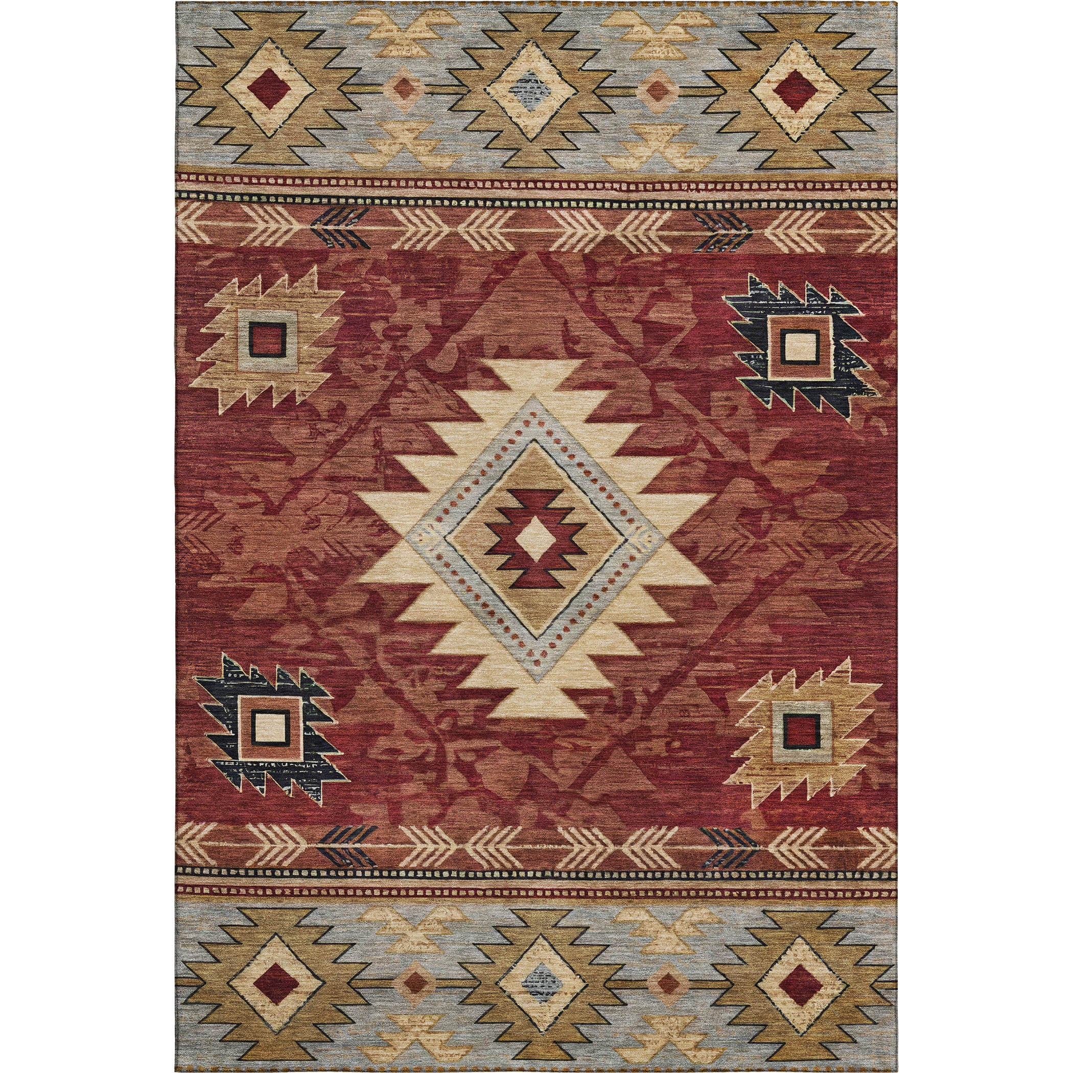 Valletta Machine Washable Transitional Paprika Orange Rug 2'6" x 3'10" #shape_Rectangle