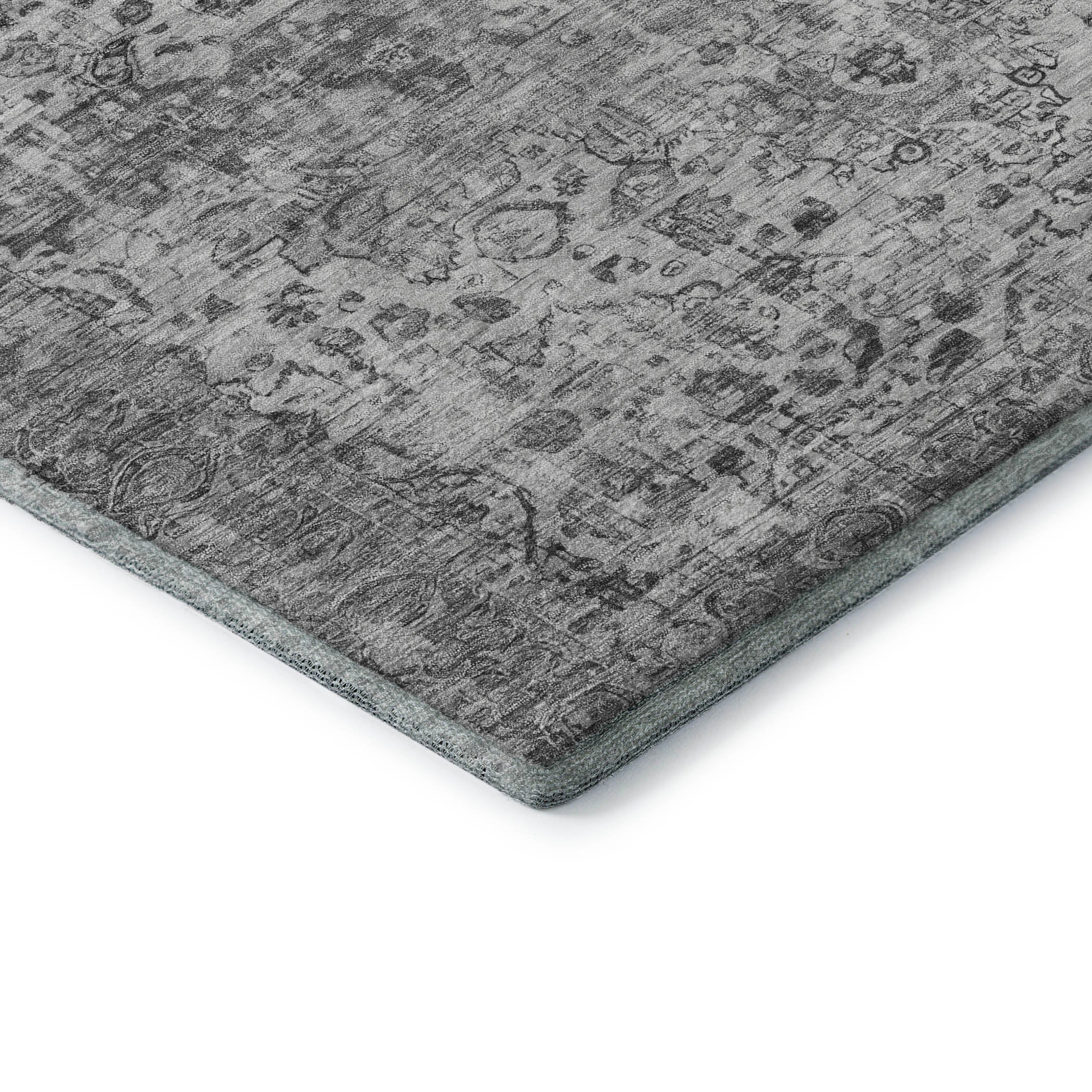 Kotor Machine Washable Traditional Gray Rug 1'8" x 2'6" #shape_Rectangle