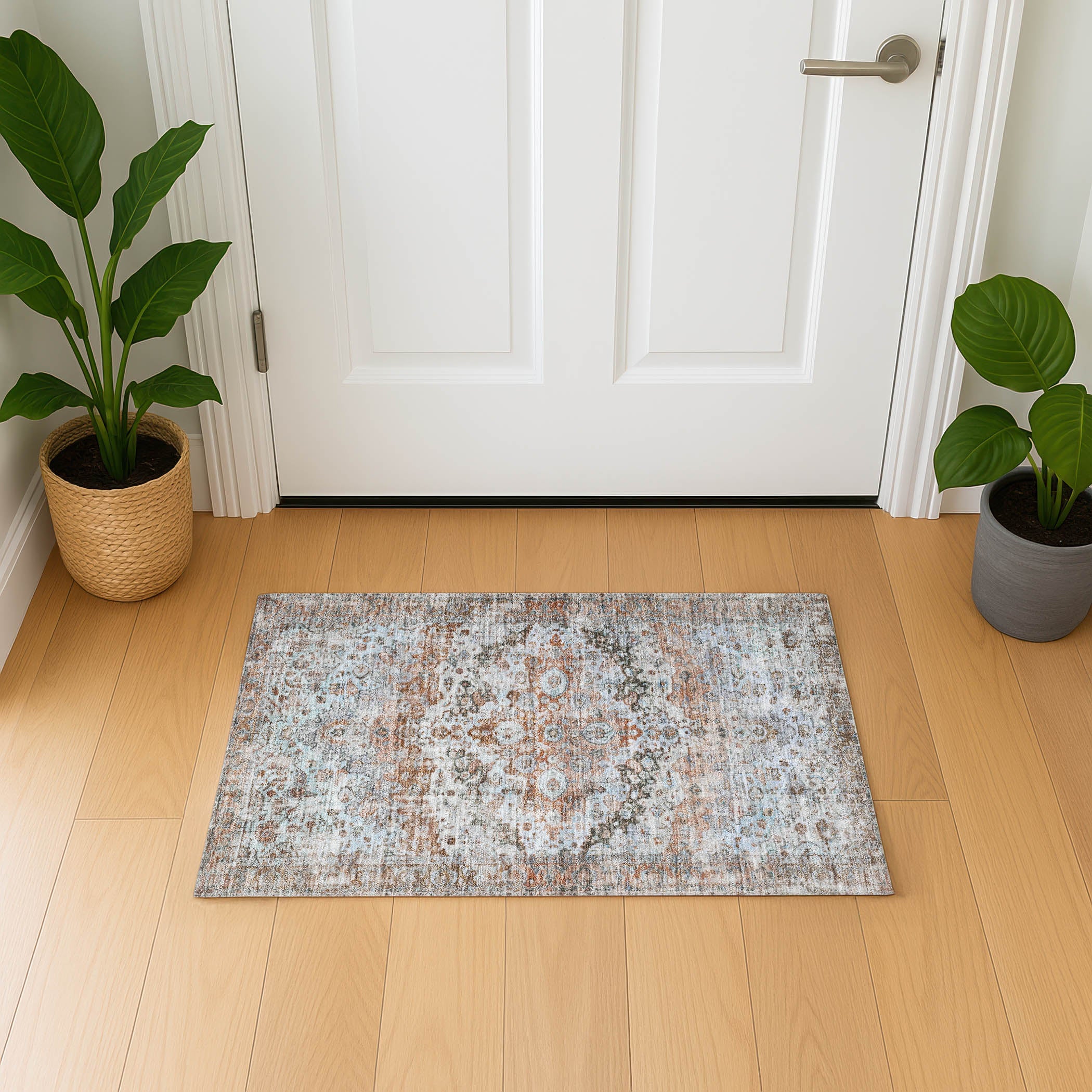 Kotor Machine Washable Traditional Paprika Orange Rug 1'8" x 2'6" #shape_Rectangle