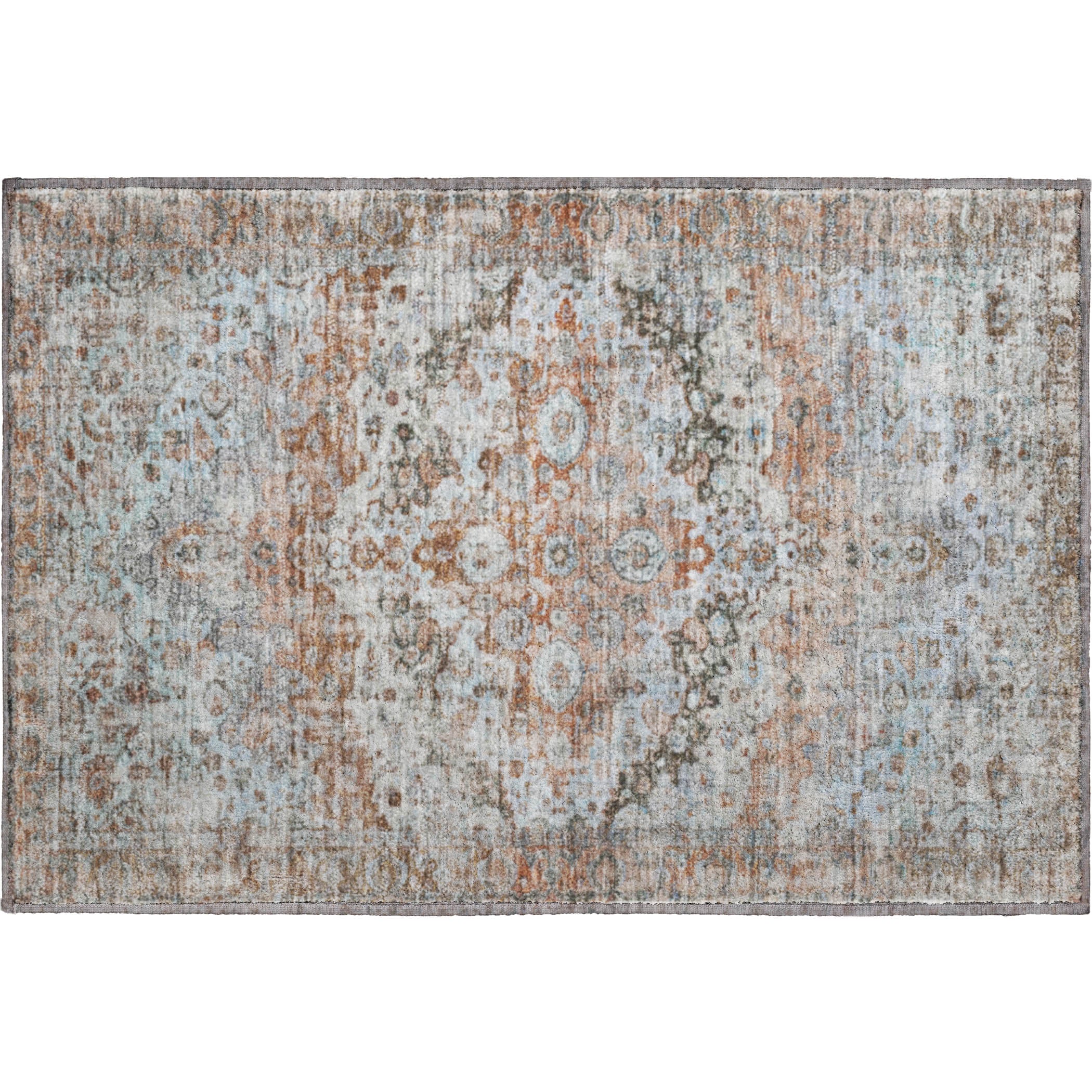 Kotor Machine Washable Traditional Paprika Orange Rug 1'8" x 2'6" #shape_Rectangle