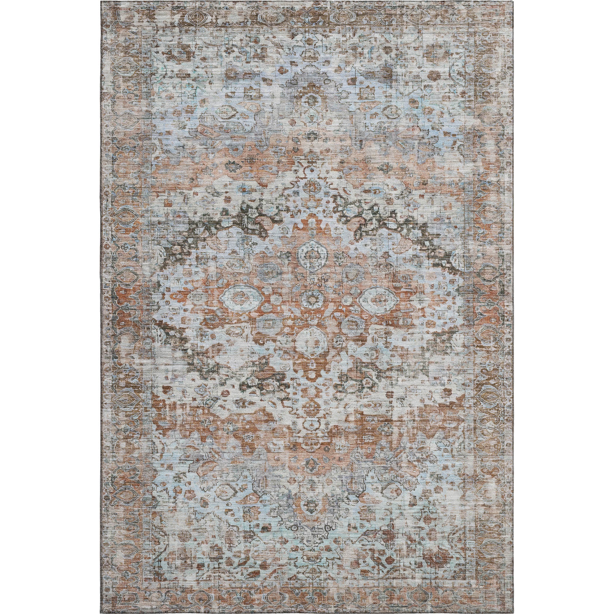 Kotor Machine Washable Traditional Paprika Orange Rug 2'6" x 3'10" #shape_Rectangle