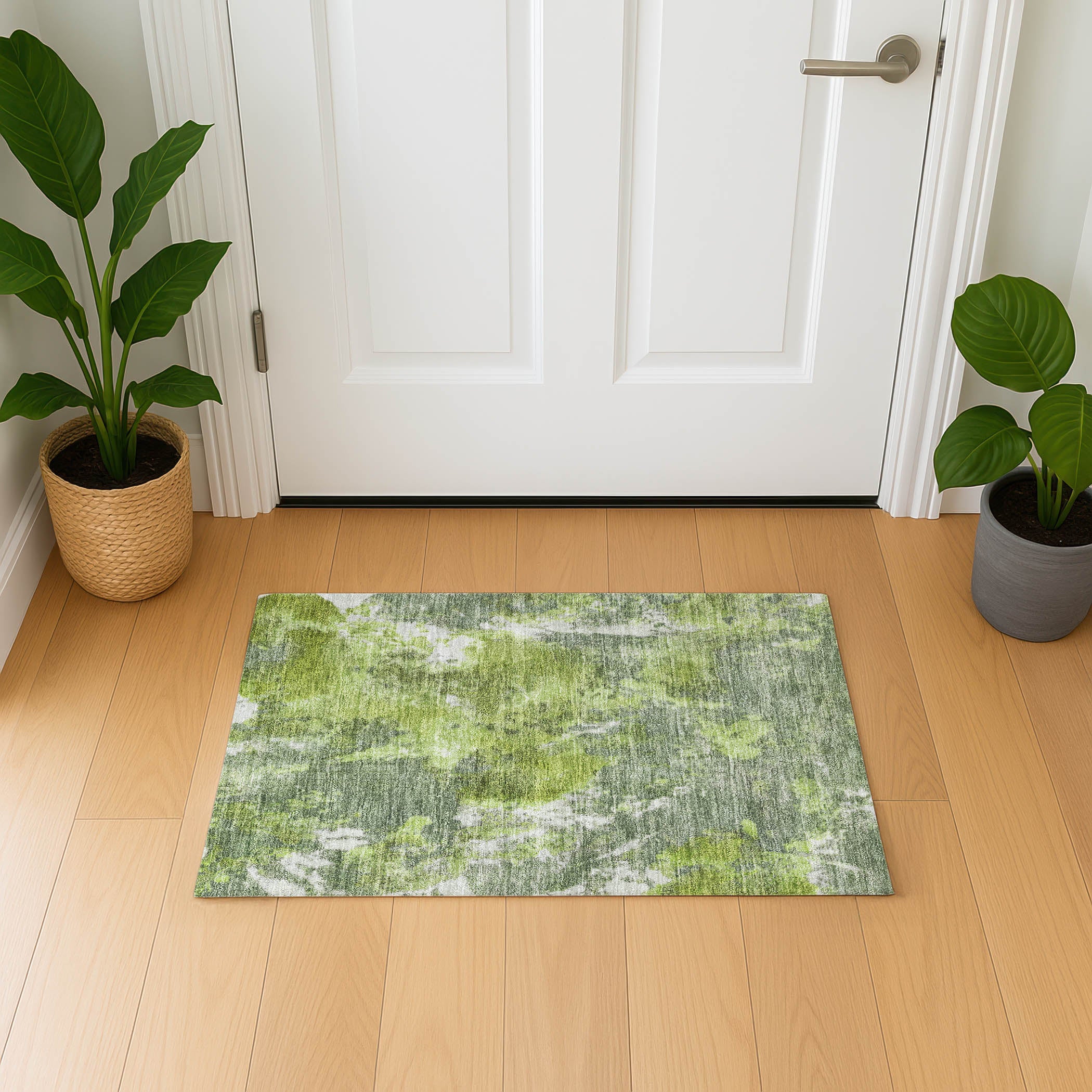Queenstown Machine Washable Transitional Aloe Green Rug 1'8" x 2'6" #shape_Rectangle
