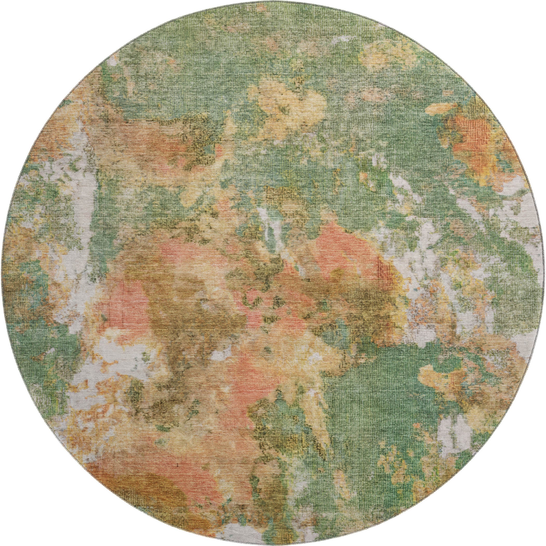 Queenstown Machine Washable Transitional Fern Green Rug 8' x 8' #shape_Round