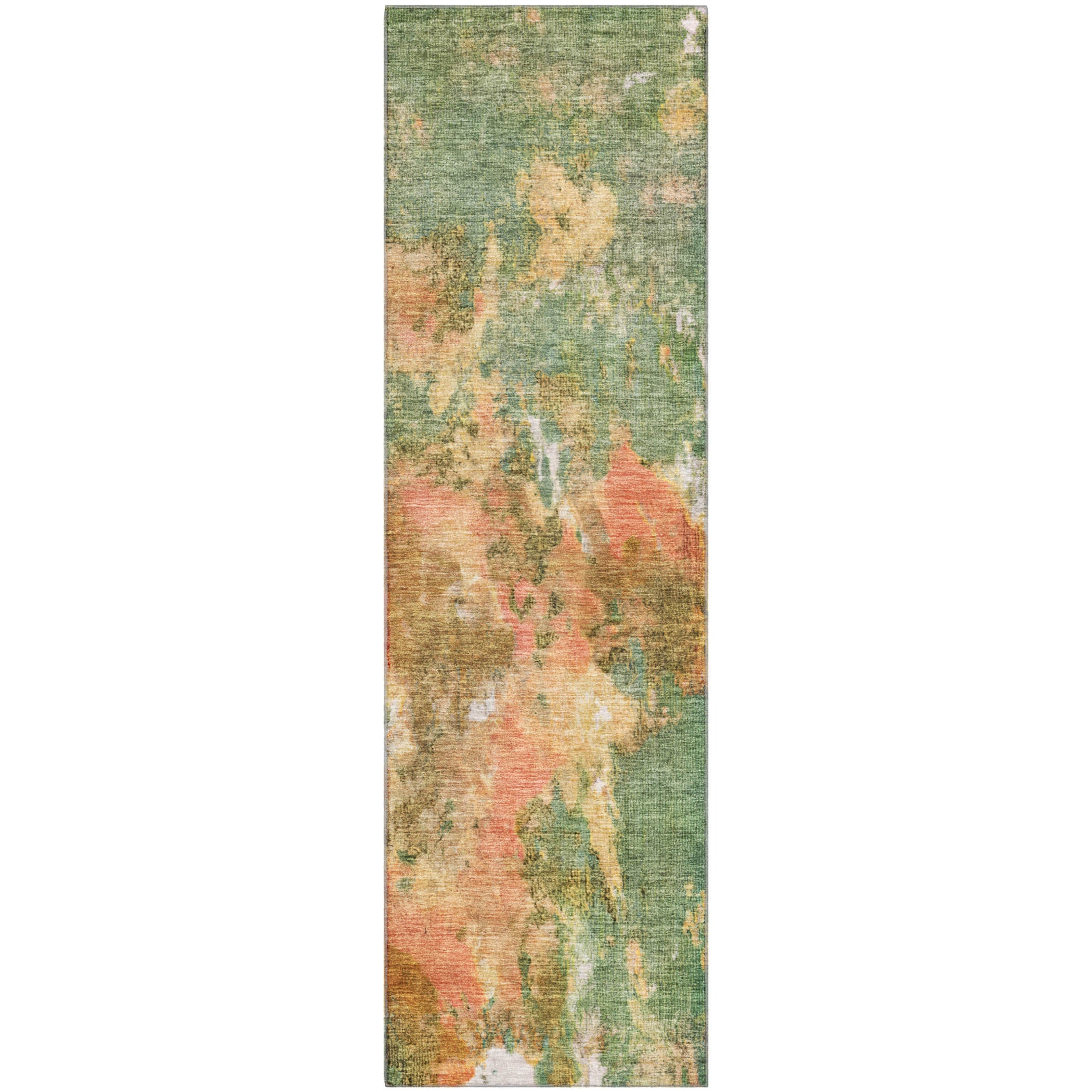 Queenstown Machine Washable Transitional Fern Green Rug 2'3" x 7'6" #shape_Runner