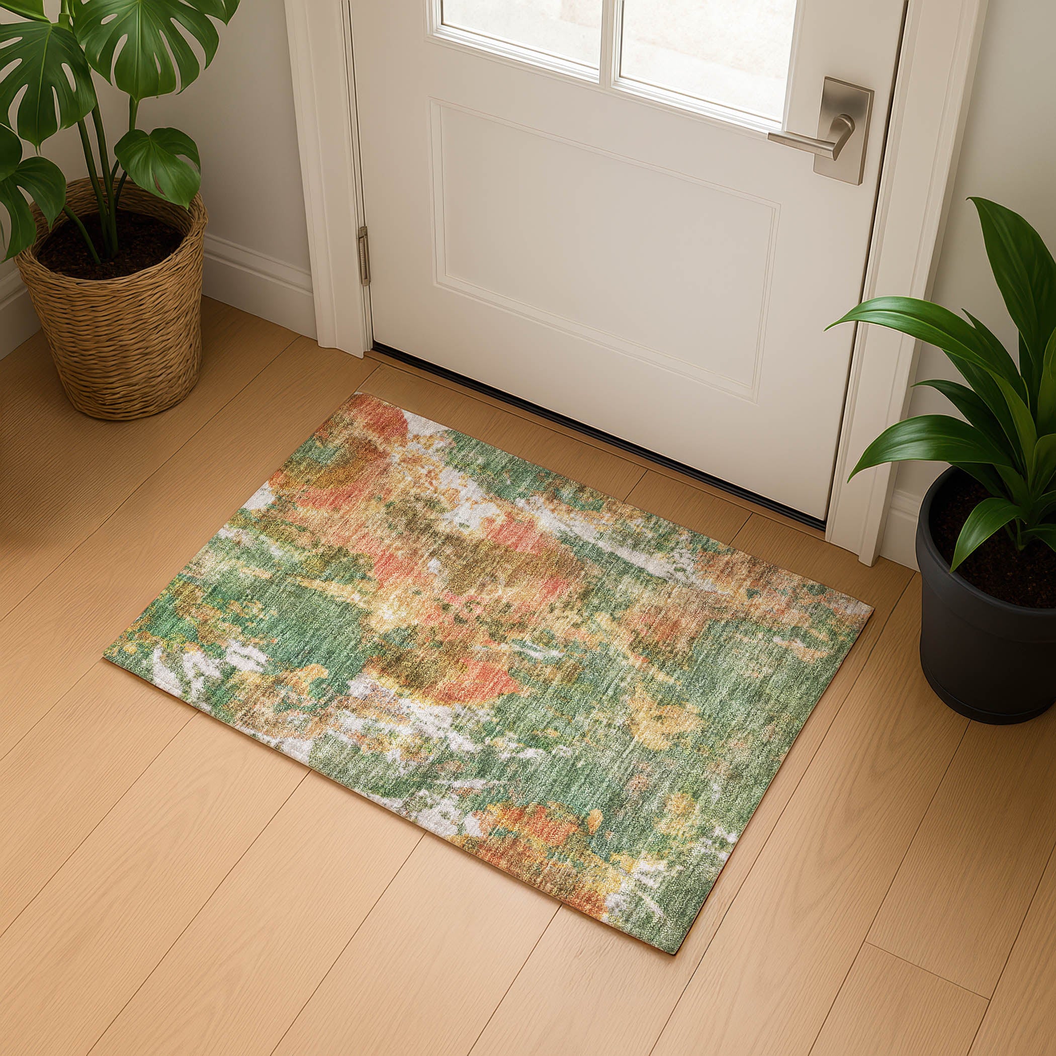 Queenstown Machine Washable Transitional Fern Green Rug 1'8" x 2'6" #shape_Rectangle