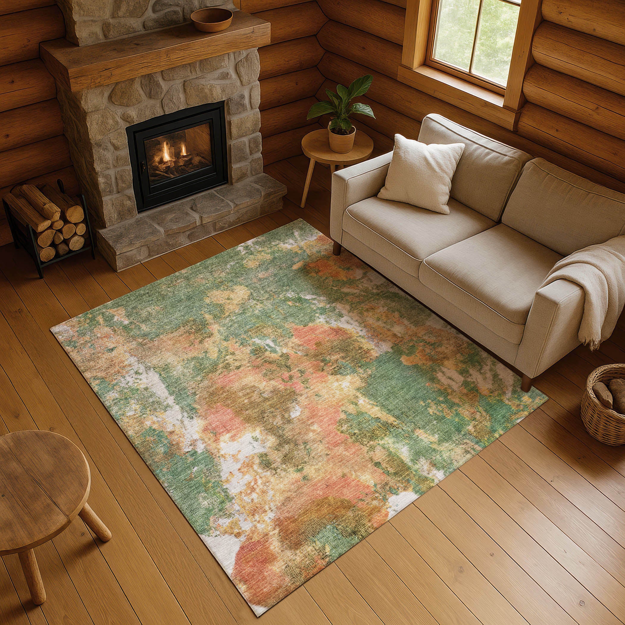 Queenstown Machine Washable Transitional Fern Green Rug 2'6" x 3'10" #shape_Rectangle