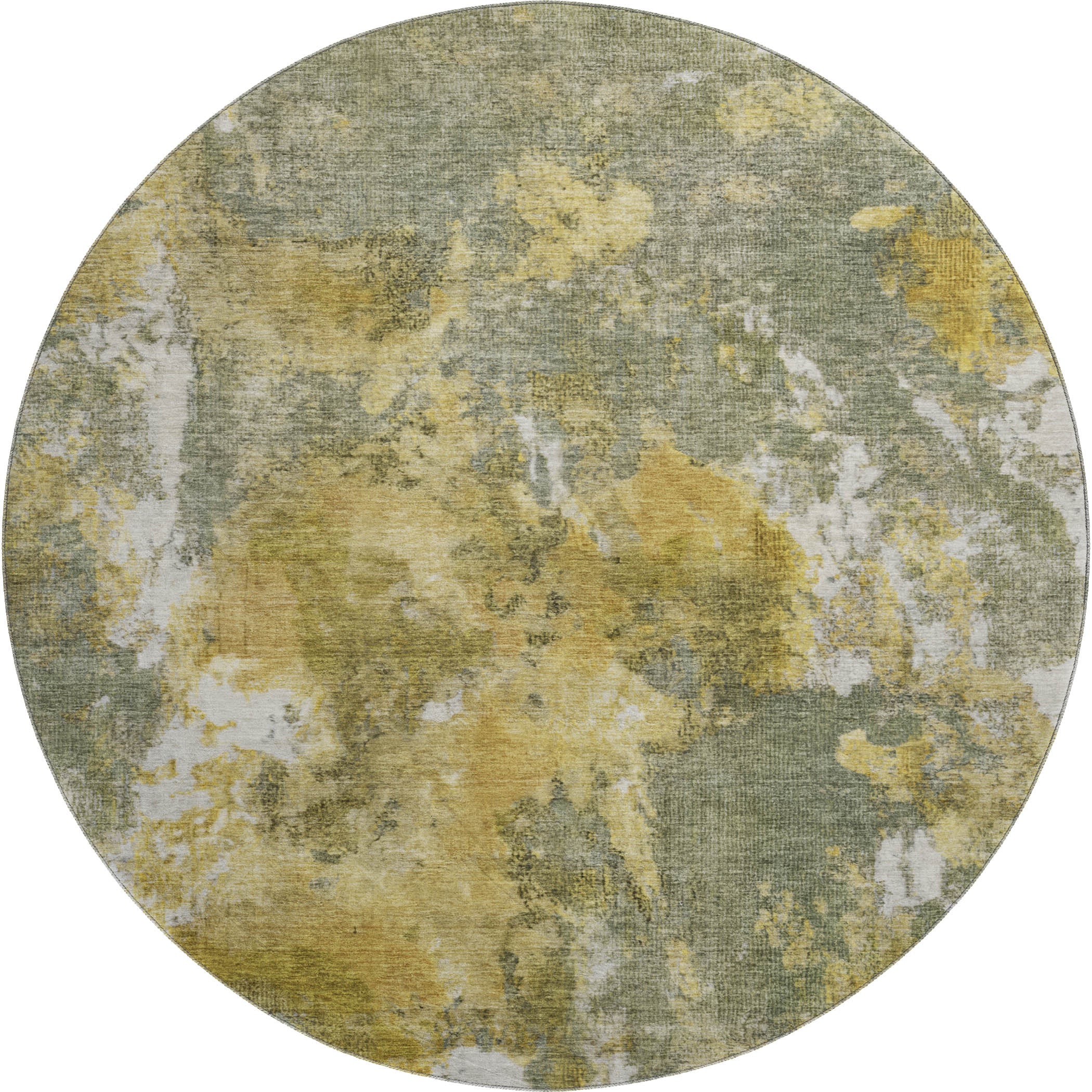 Queenstown Machine Washable Transitional Taupe Brown Rug 8' x 8' #shape_Round
