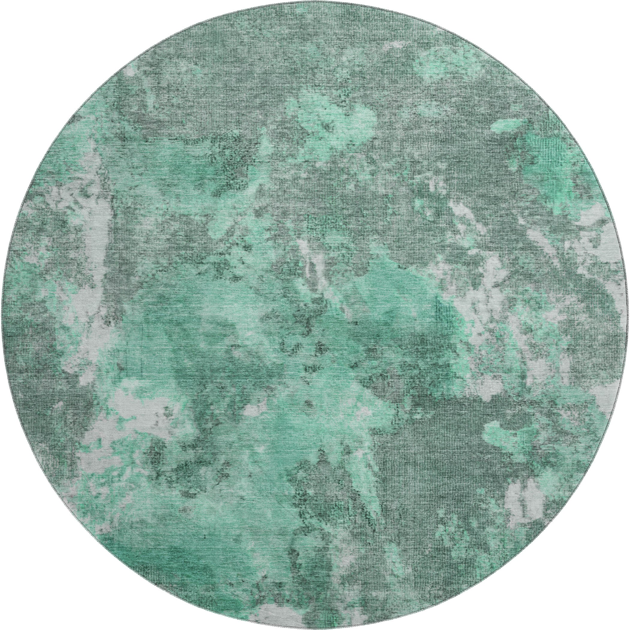 Queenstown Machine Washable Transitional Teal Rug 8' x 8' #shape_Round