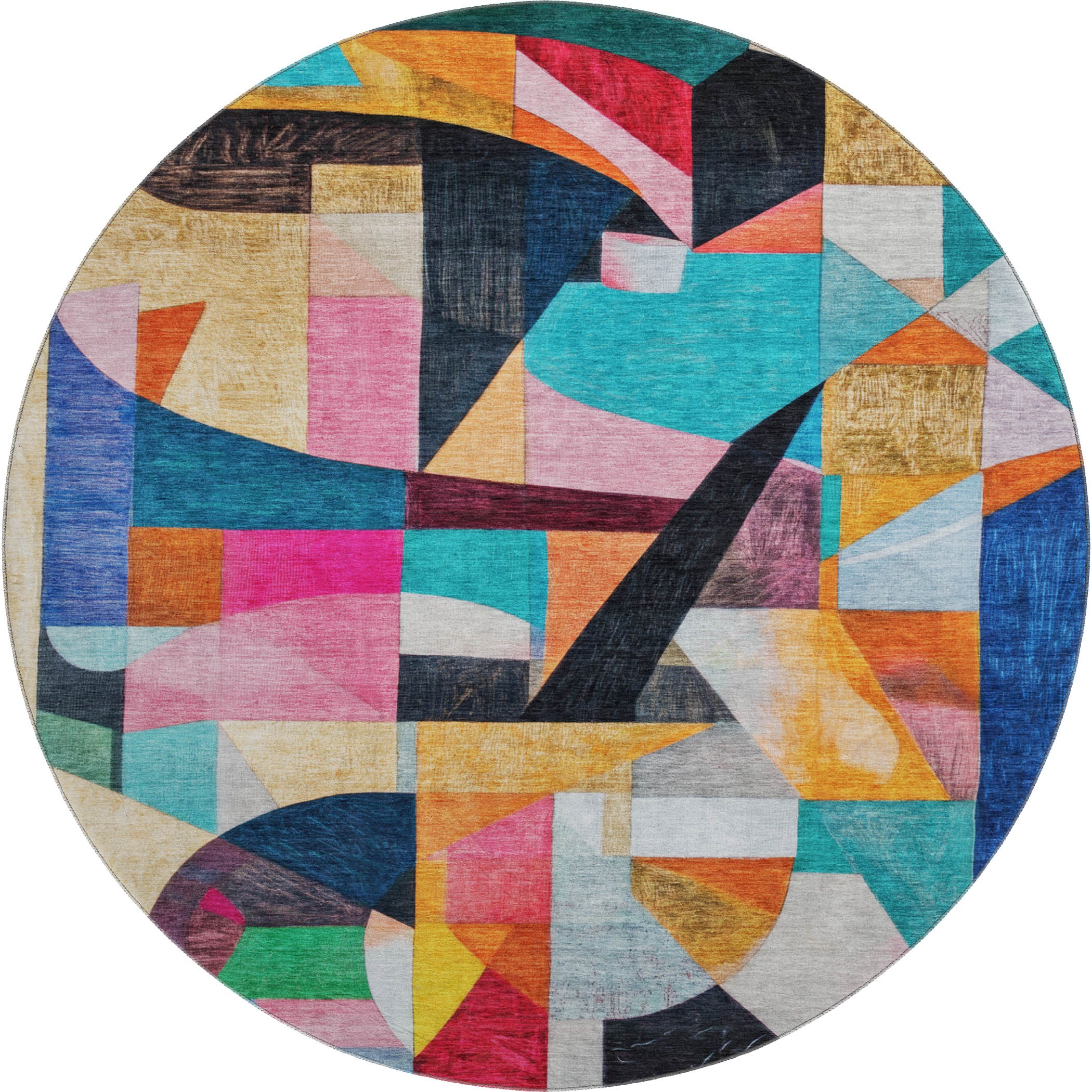 Lucerne Machine Washable Transitional Blue Rug 8' x 8' #shape_Round