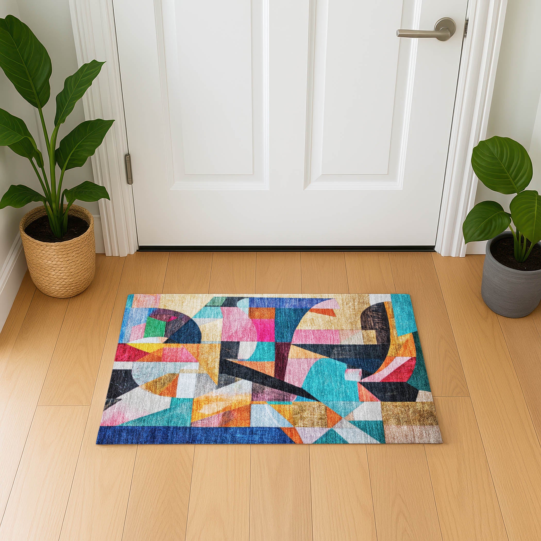 Lucerne Machine Washable Transitional Blue Rug 1'8" x 2'6" #shape_Rectangle