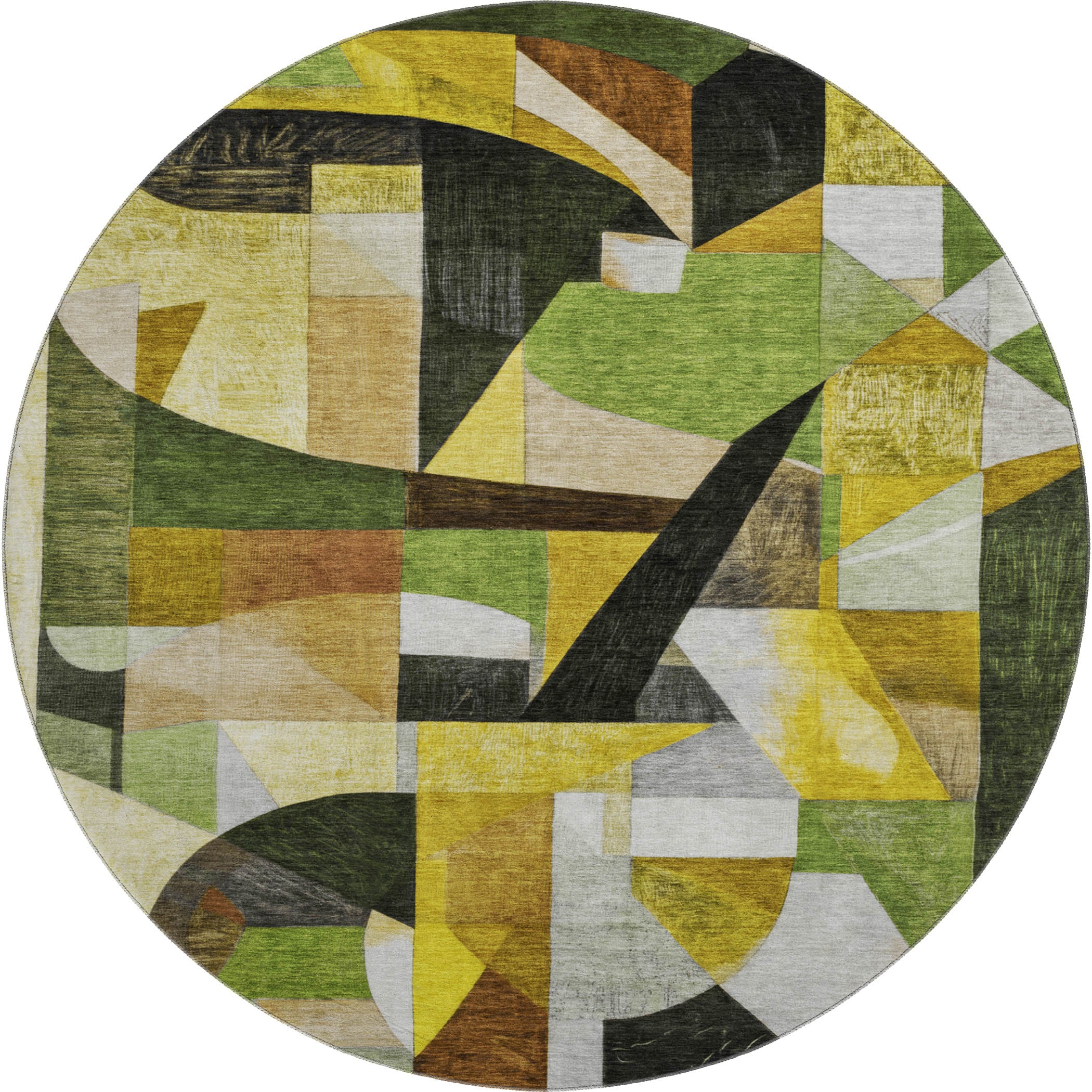 Lucerne Machine Washable Transitional Green Rug 8' x 8' #shape_Round