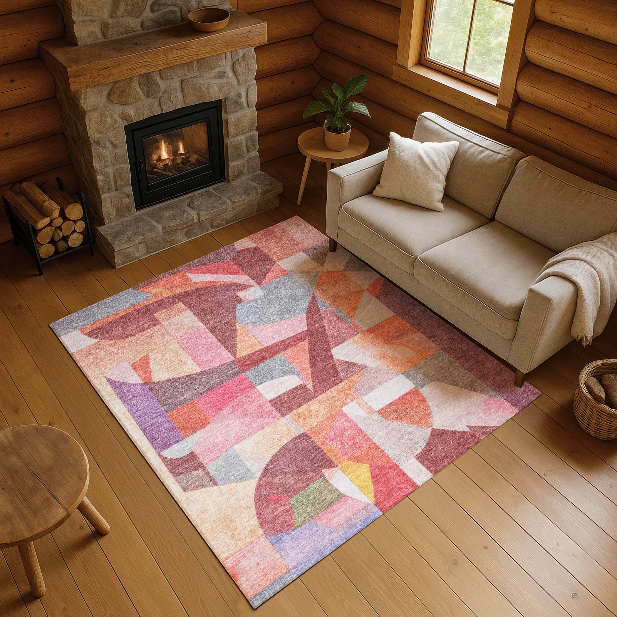Lucerne Machine Washable Transitional Paprika Orange Rug 2'6" x 3'10" #shape_Rectangle