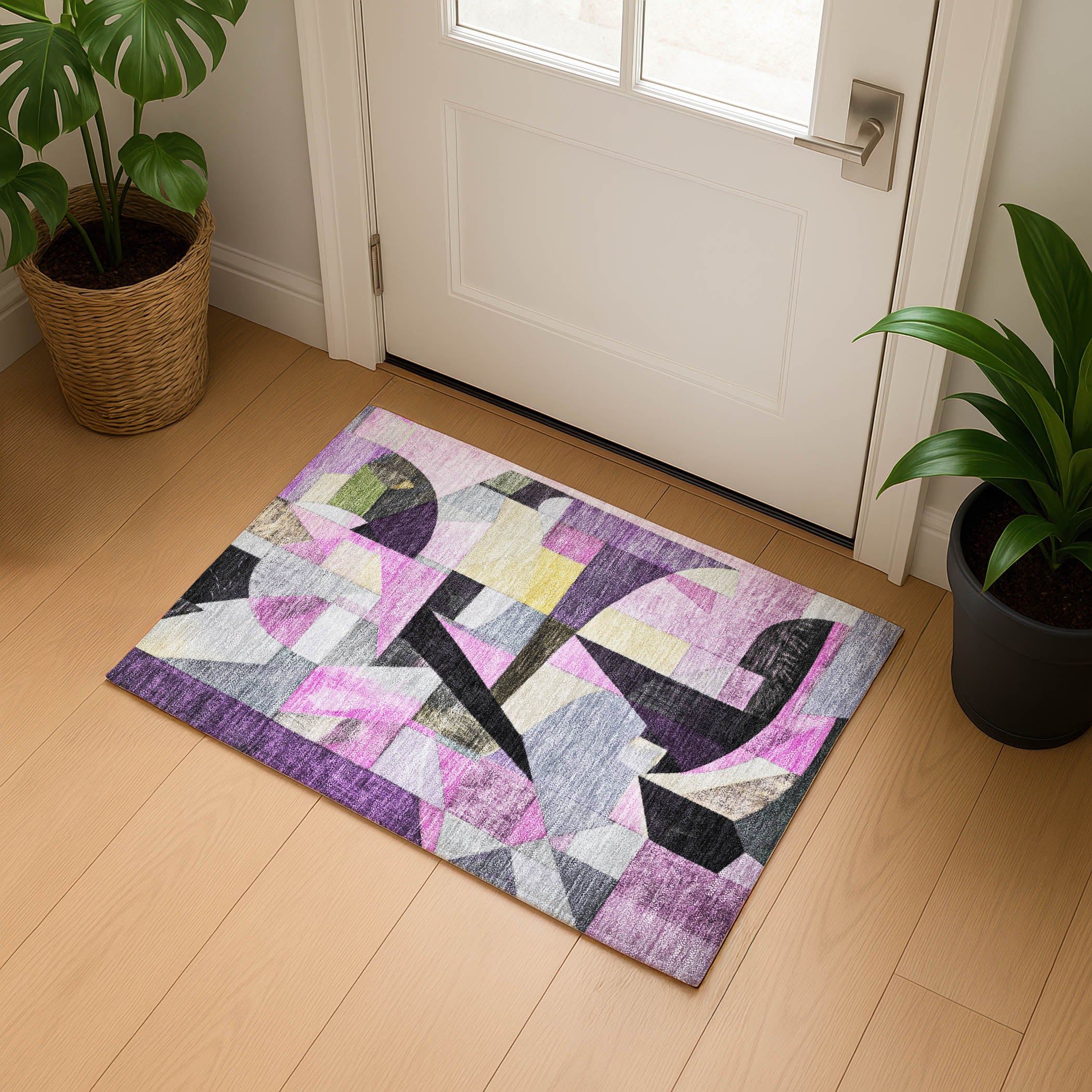 Lucerne Machine Washable Transitional Purple Rug 1'8" x 2'6" #shape_Rectangle