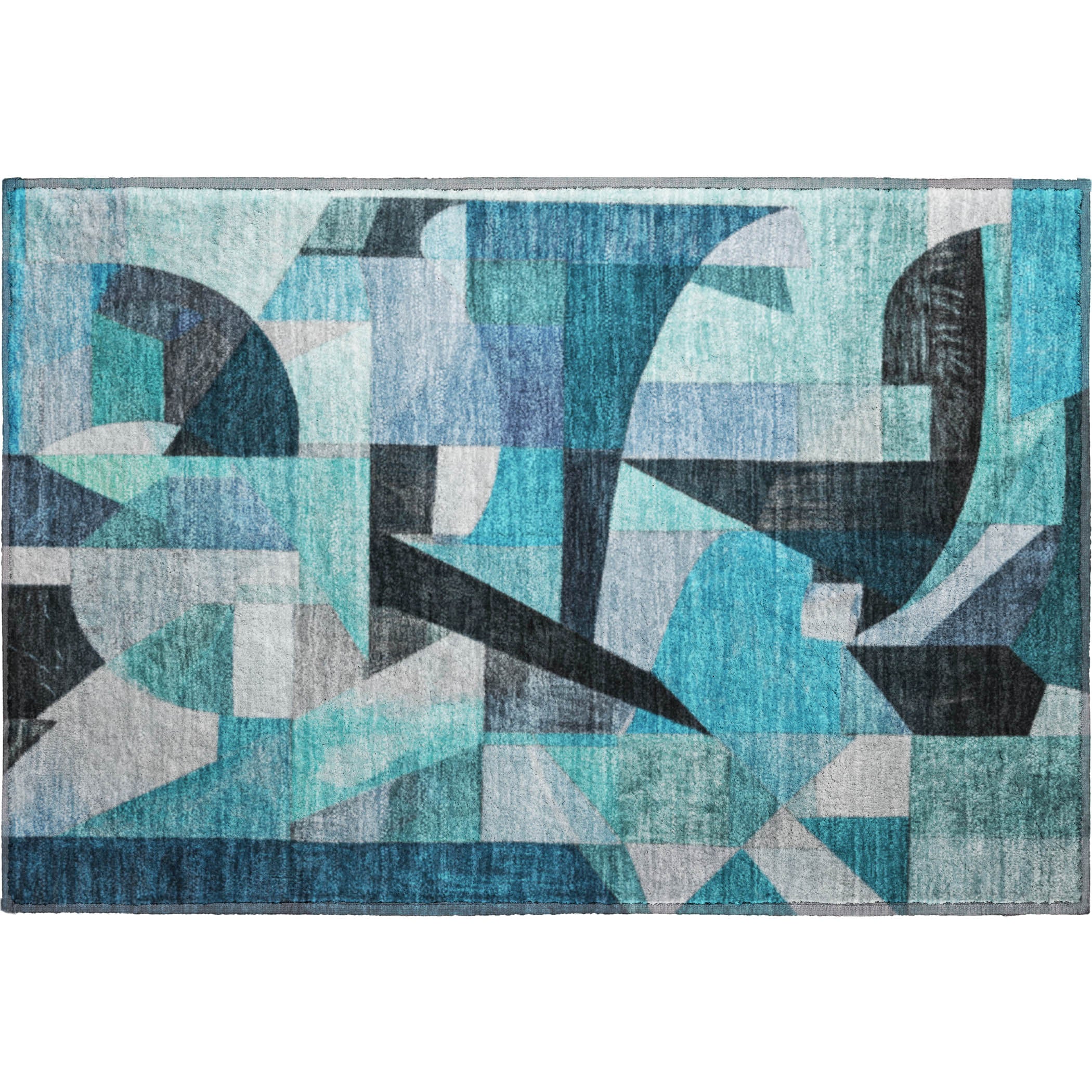 Lucerne Machine Washable Transitional Teal Rug 1'8" x 2'6" #shape_Rectangle