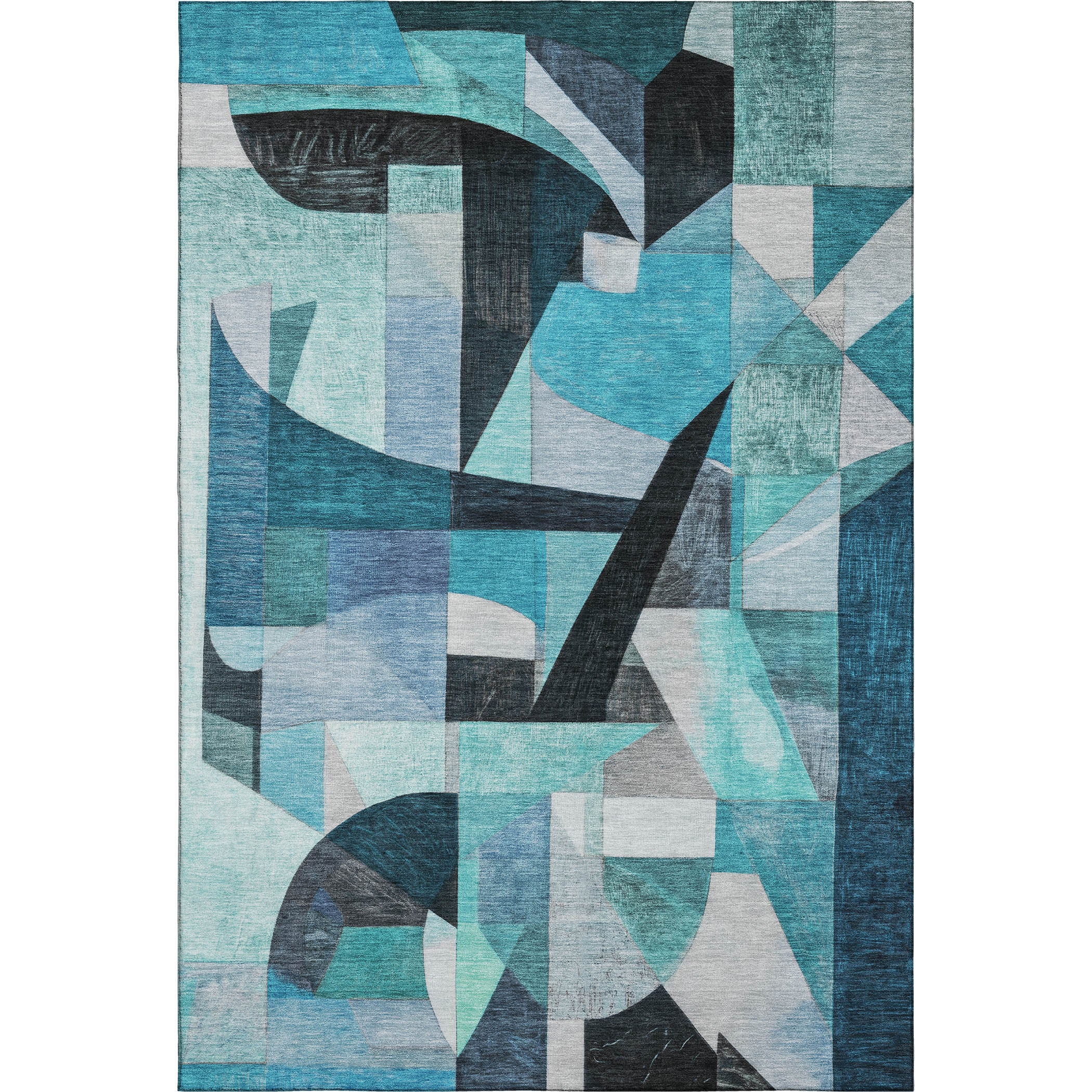 Lucerne Machine Washable Transitional Teal Rug 2'6" x 3'10" #shape_Rectangle