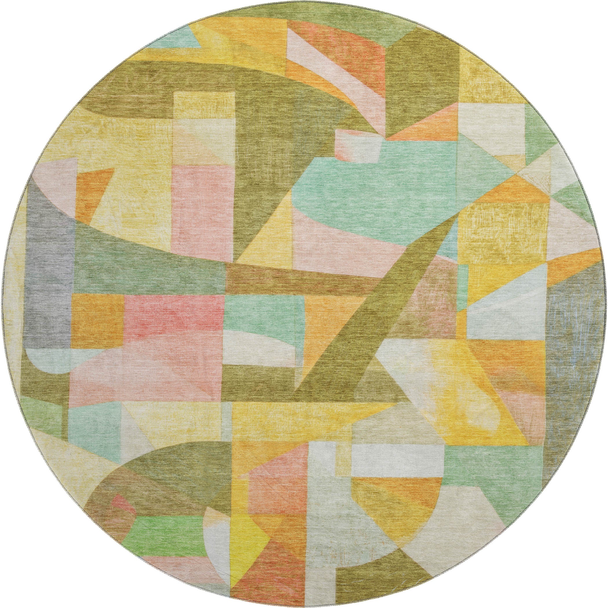 Lucerne Machine Washable Transitional Wheat Gold Rug 8' x 8' #shape_Round