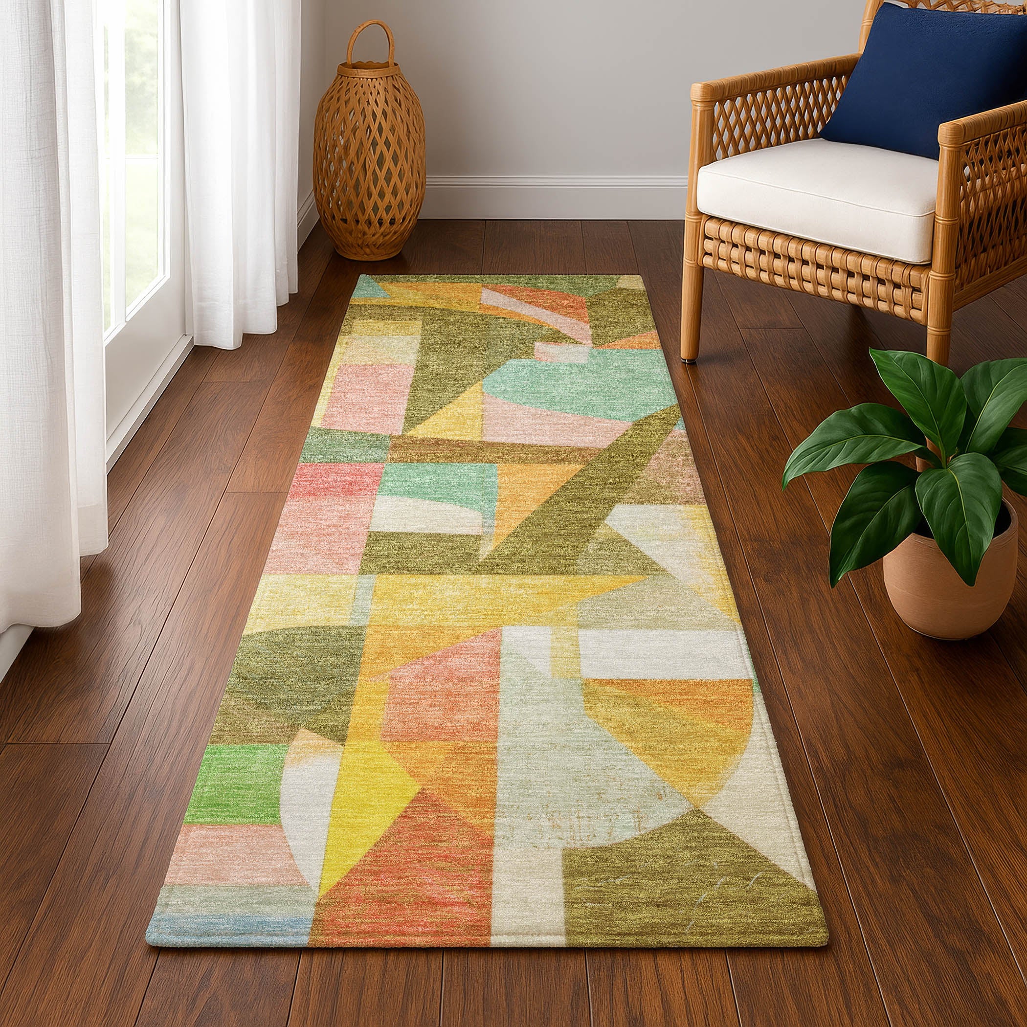 Lucerne Machine Washable Transitional Wheat Gold Rug 2'3" x 7'6" #shape_Runner