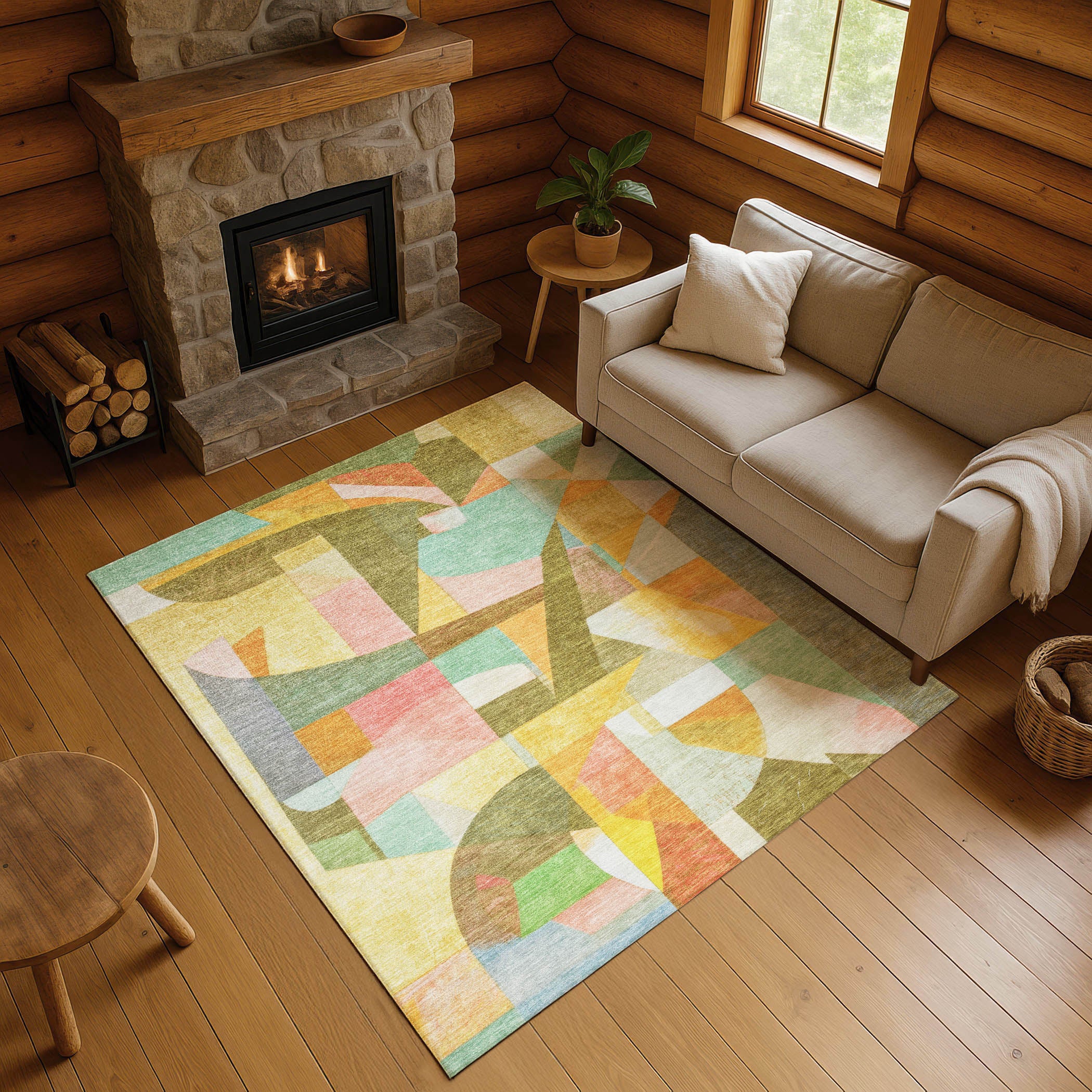 Lucerne Machine Washable Transitional Wheat Gold Rug 2'6" x 3'10" #shape_Rectangle