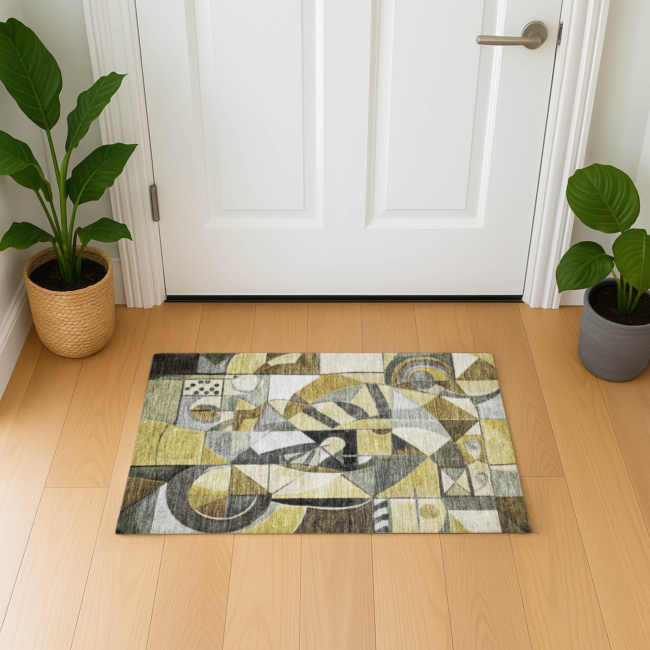 Queenstown Machine Washable Transitional Brown Rug 1'8" x 2'6" #shape_Rectangle