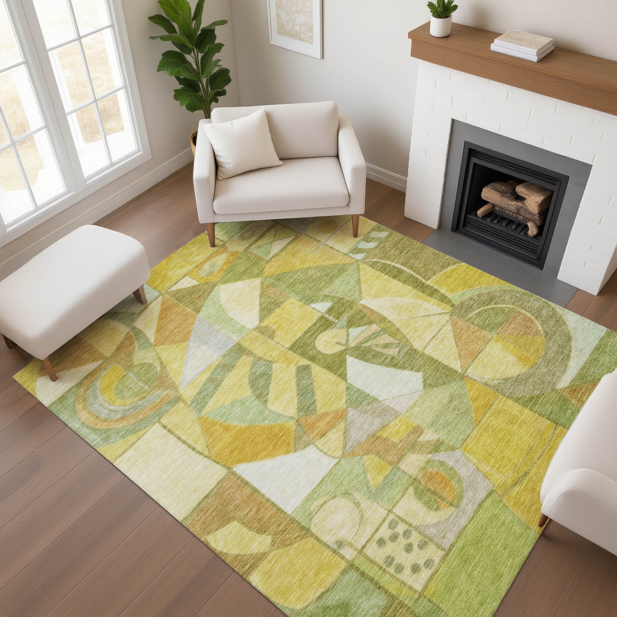Queenstown Machine Washable Transitional Fern Green Rug 2'6" x 3'10" #shape_Rectangle