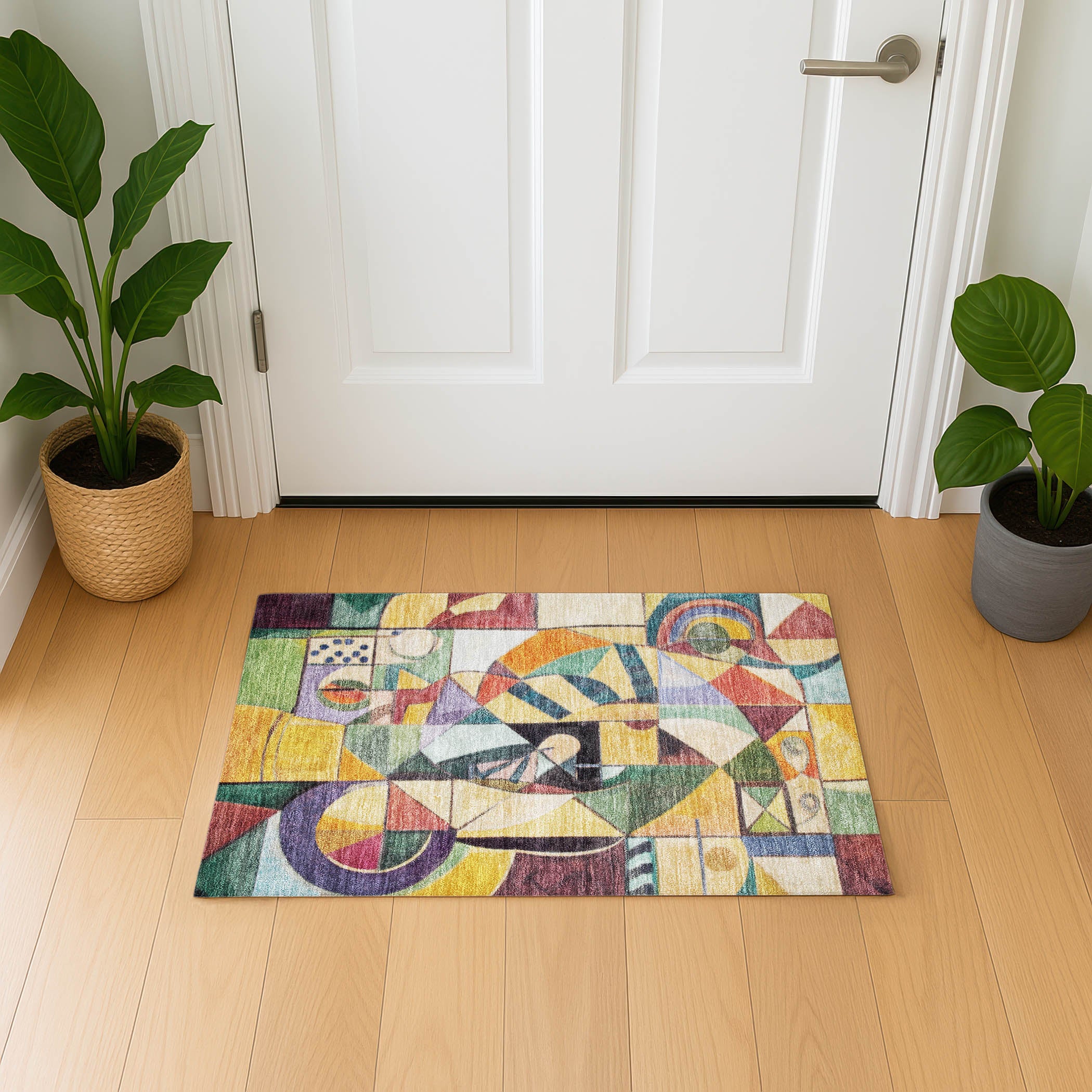 Queenstown Machine Washable Transitional Gold Rug 1'8" x 2'6" #shape_Rectangle