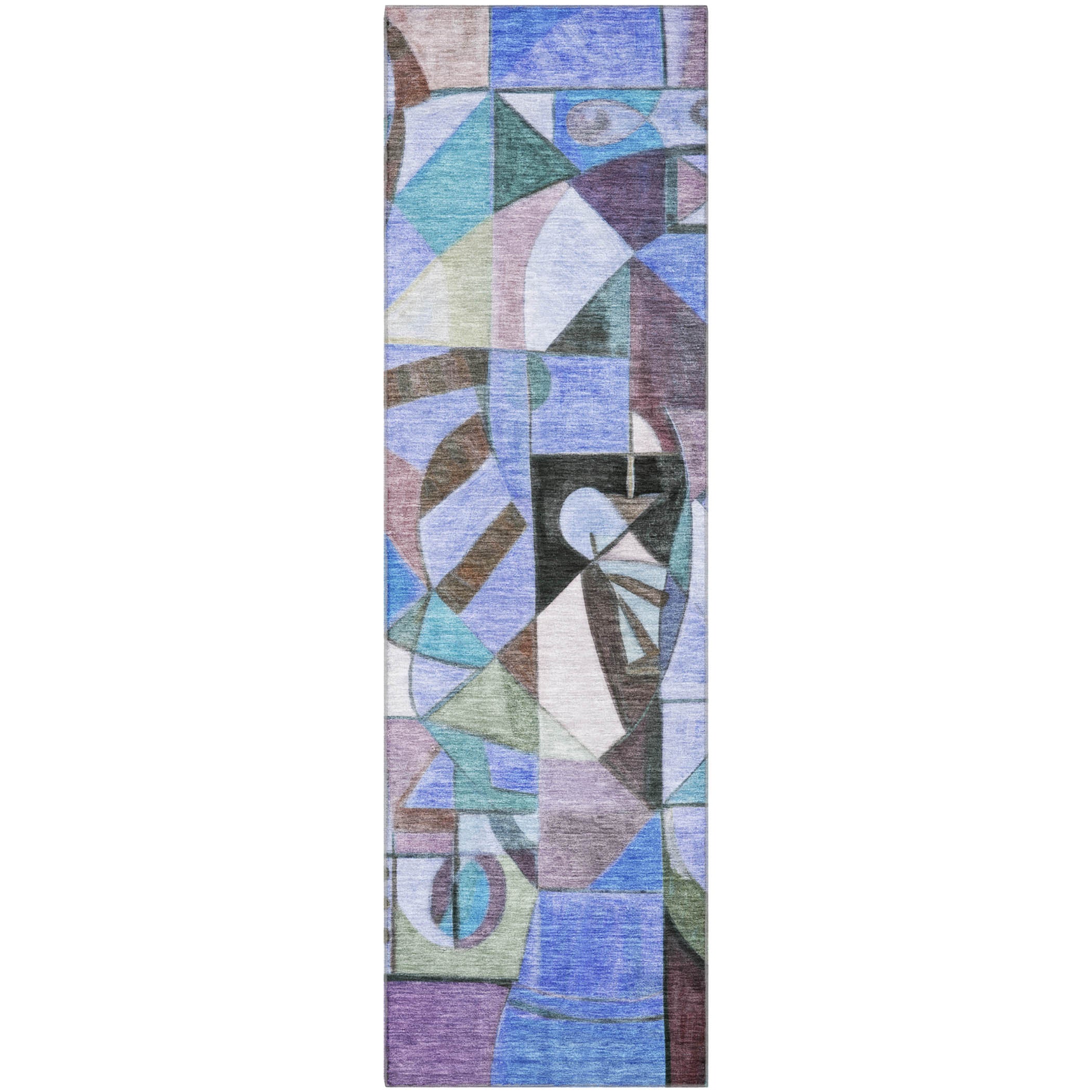 Queenstown Machine Washable Transitional Green Rug 2'3" x 7'6" #shape_Runner