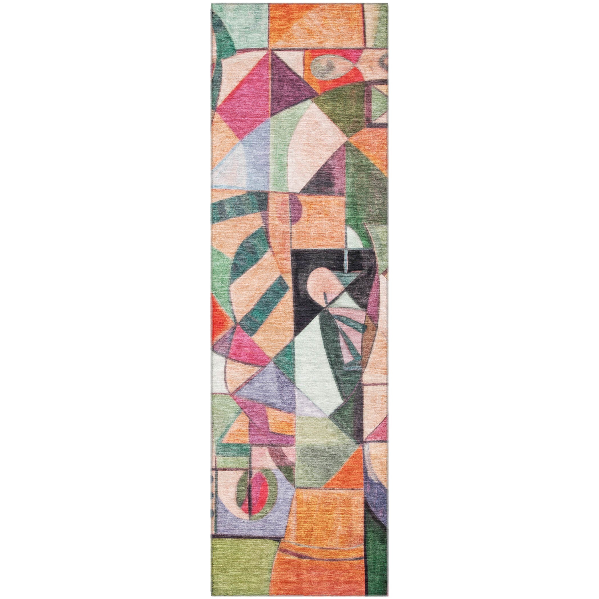 Queenstown Machine Washable Transitional Orange Rug 2'3" x 7'6" #shape_Runner