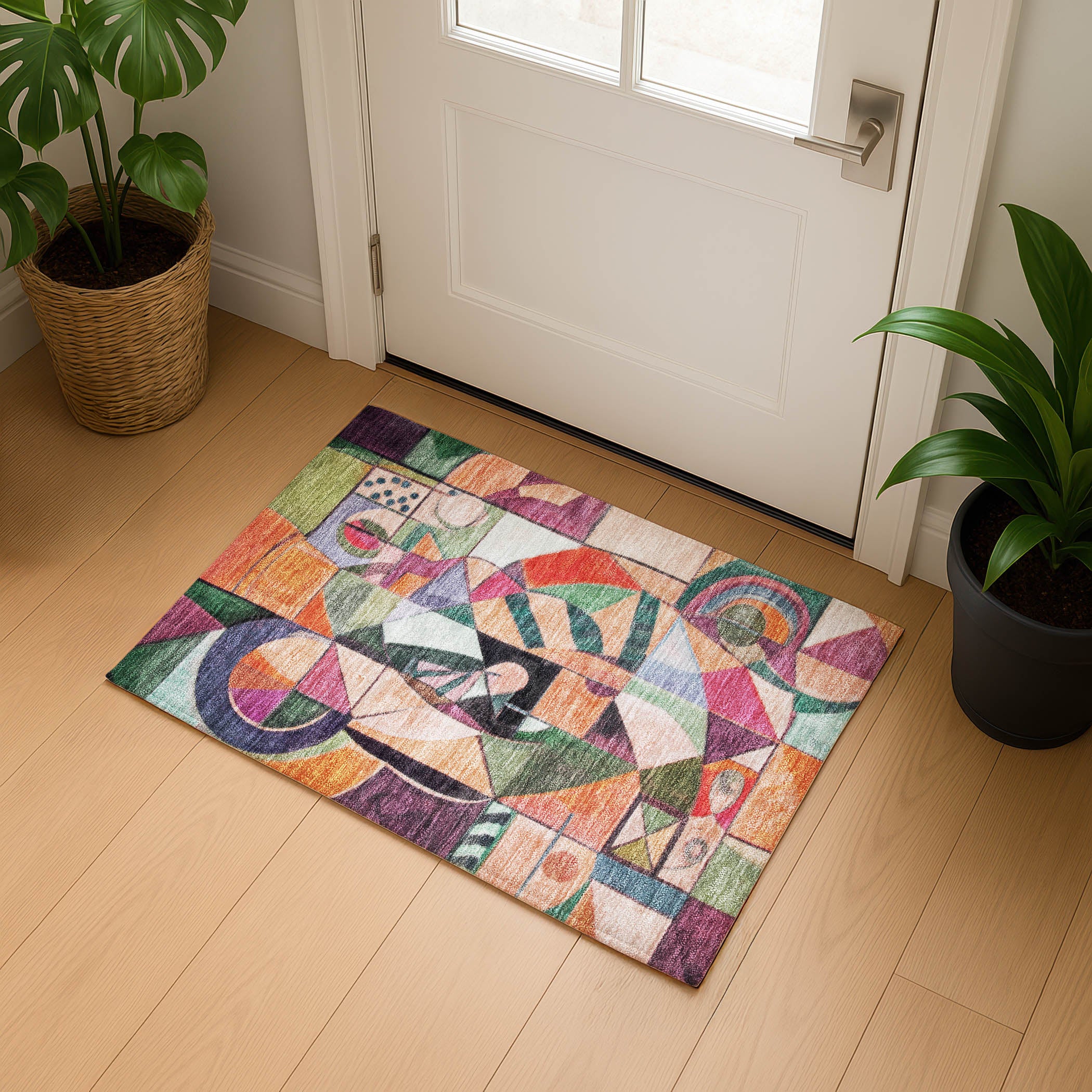 Queenstown Machine Washable Transitional Orange Rug 1'8" x 2'6" #shape_Rectangle