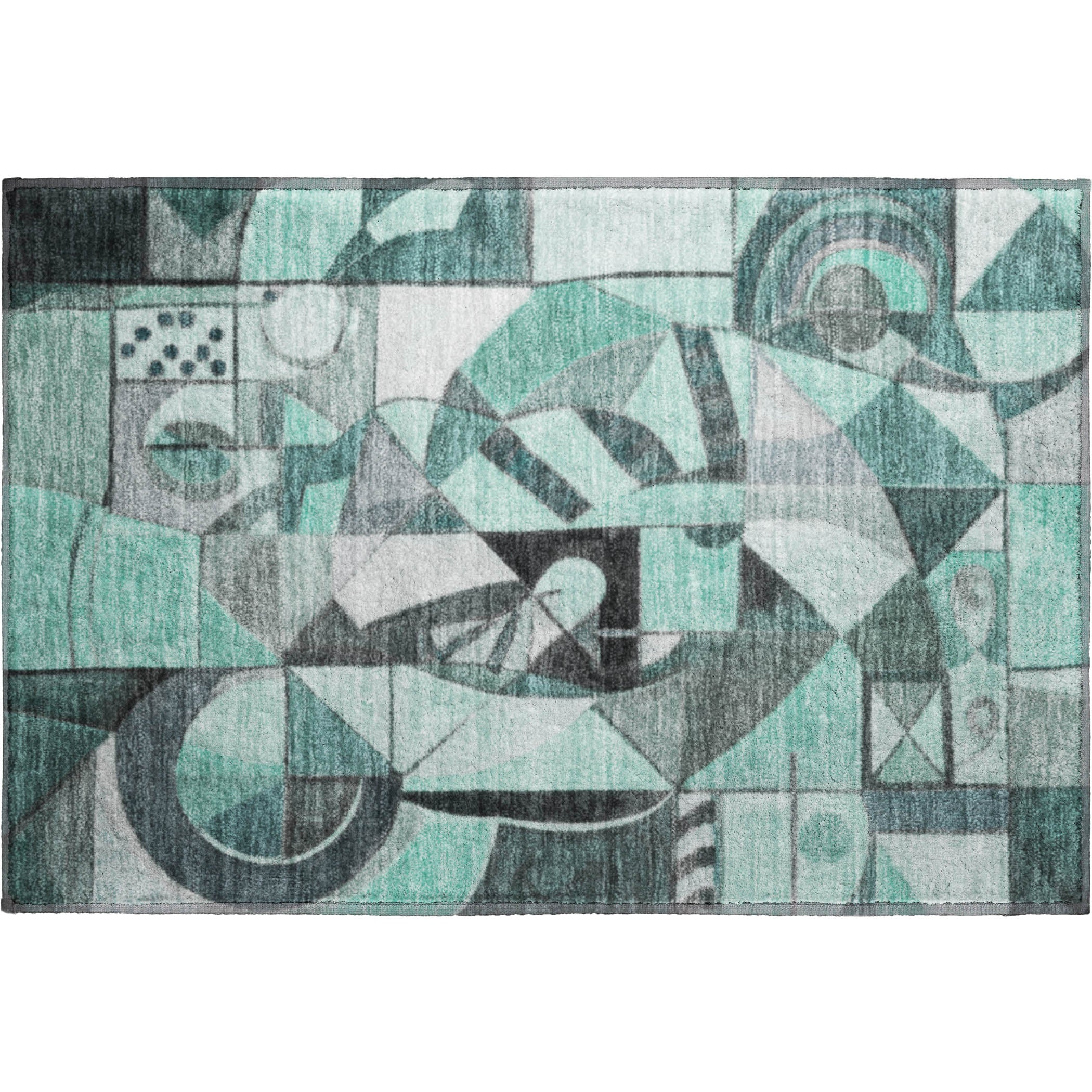 Queenstown Machine Washable Transitional Teal Rug 1'8" x 2'6" #shape_Rectangle