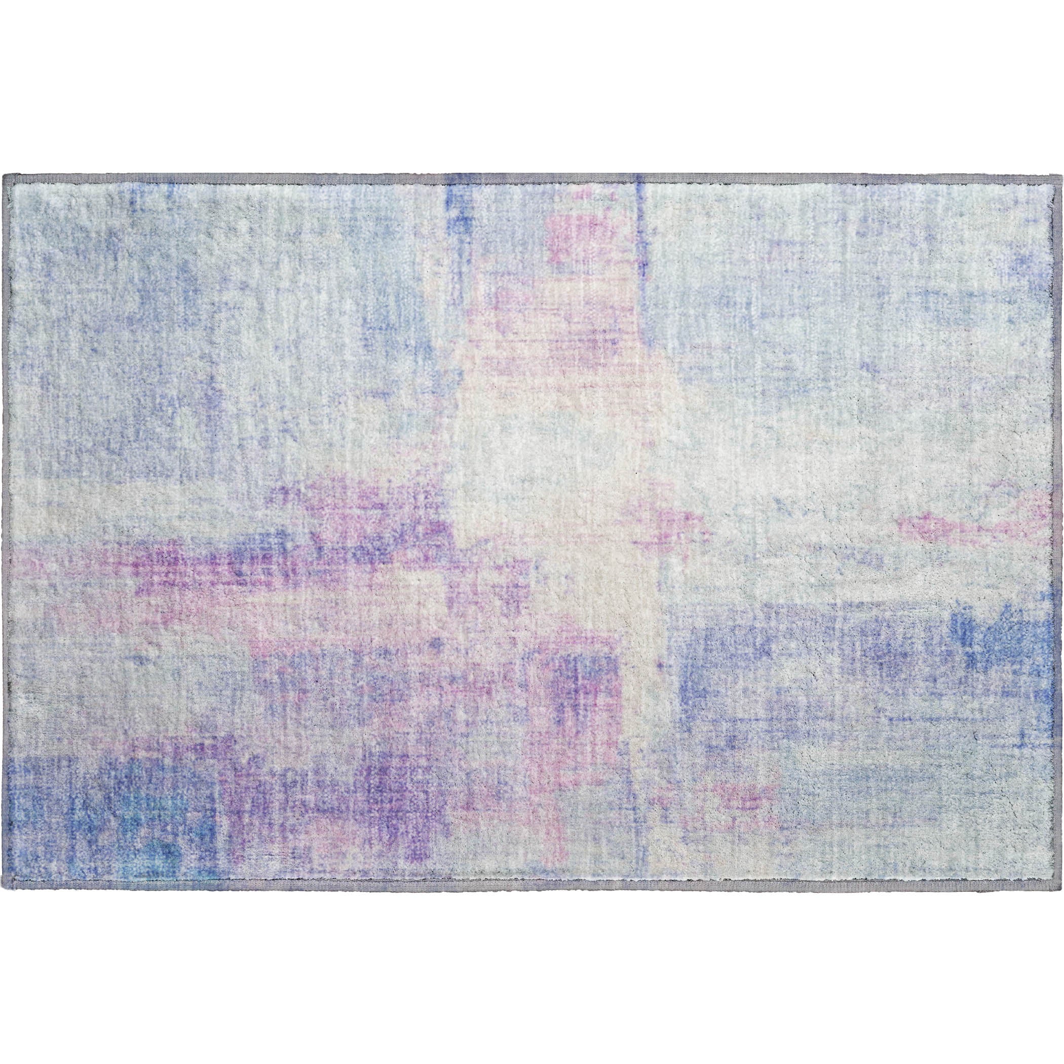 Luang Prabang Machine Washable Transitional Sky Blue Rug 1'8" x 2'6" #shape_Rectangle