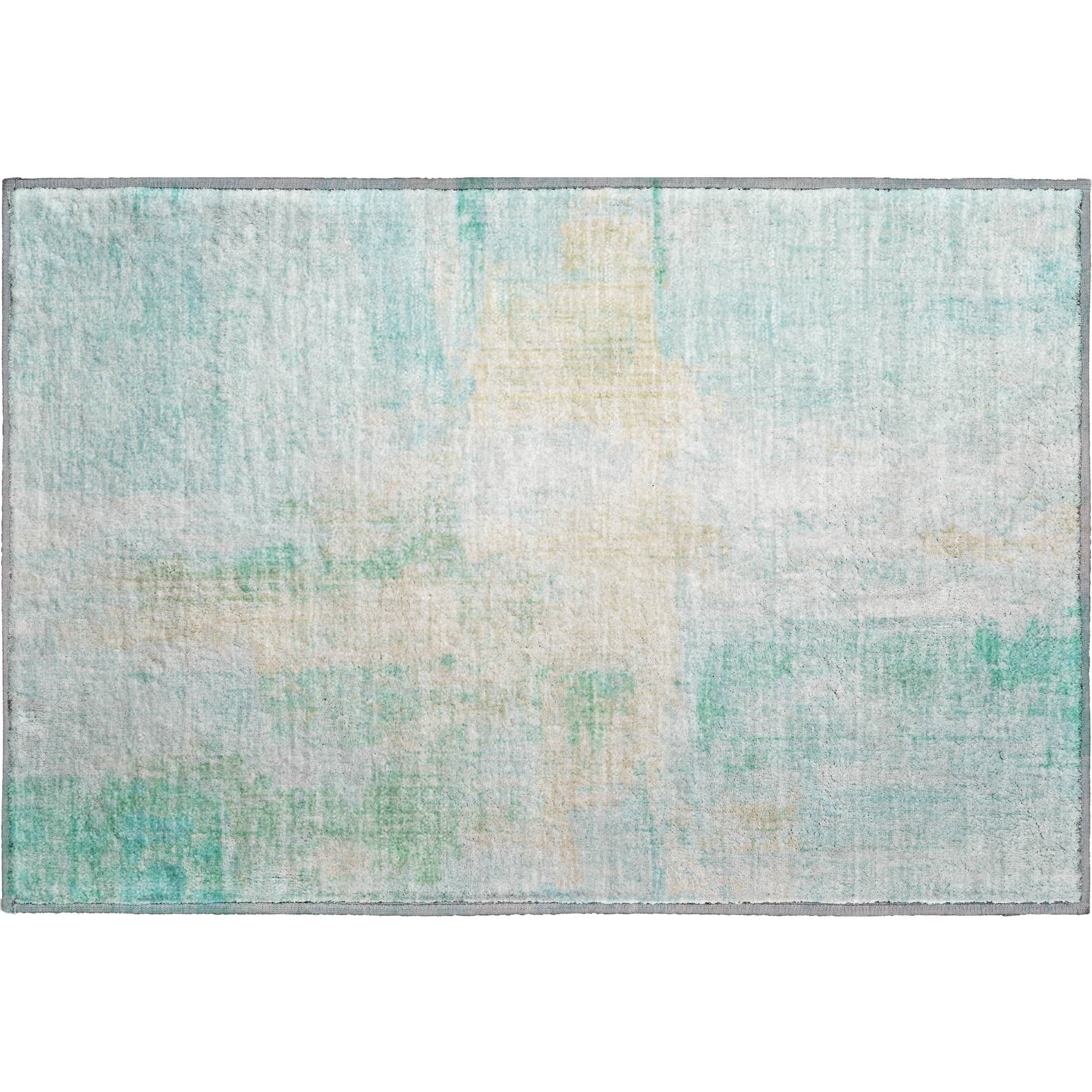 Luang Prabang Machine Washable Transitional Teal Rug 1'8" x 2'6" #shape_Rectangle