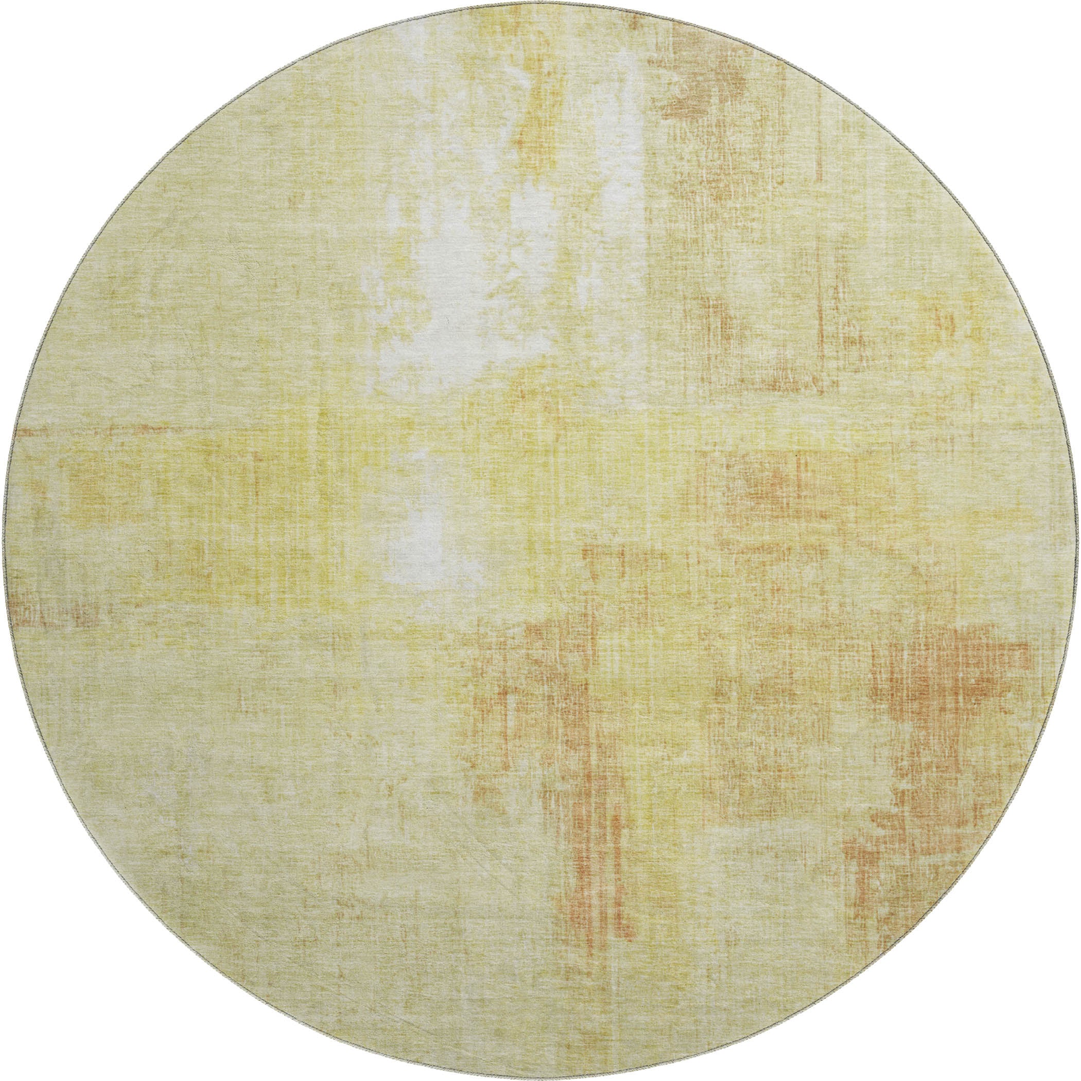Luang Prabang Machine Washable Transitional Wheat Gold Rug 8' x 8' #shape_Round
