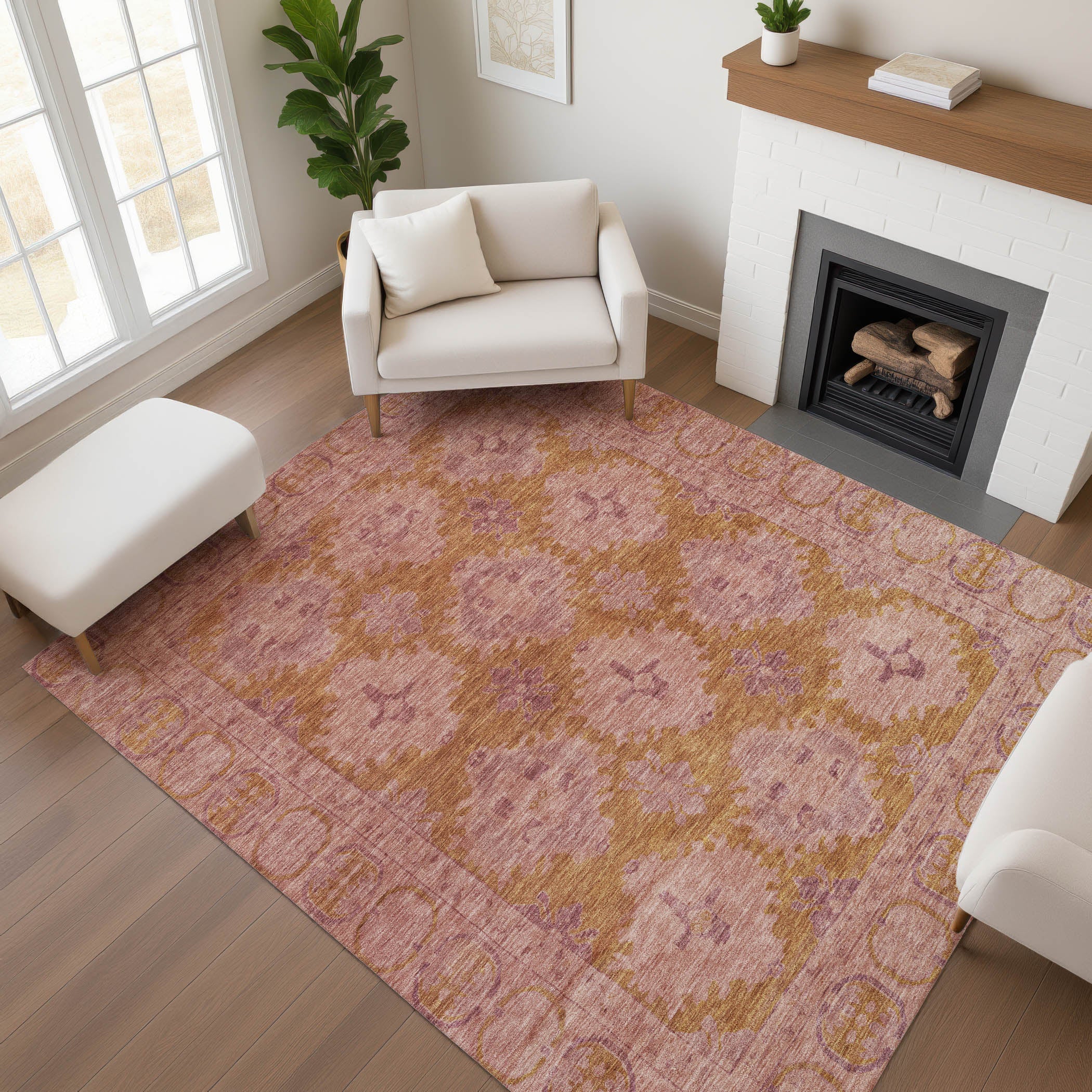 Chiang Mai Machine Washable Transitional Blush Pink Rug 2'6" x 3'10" #shape_Rectangle