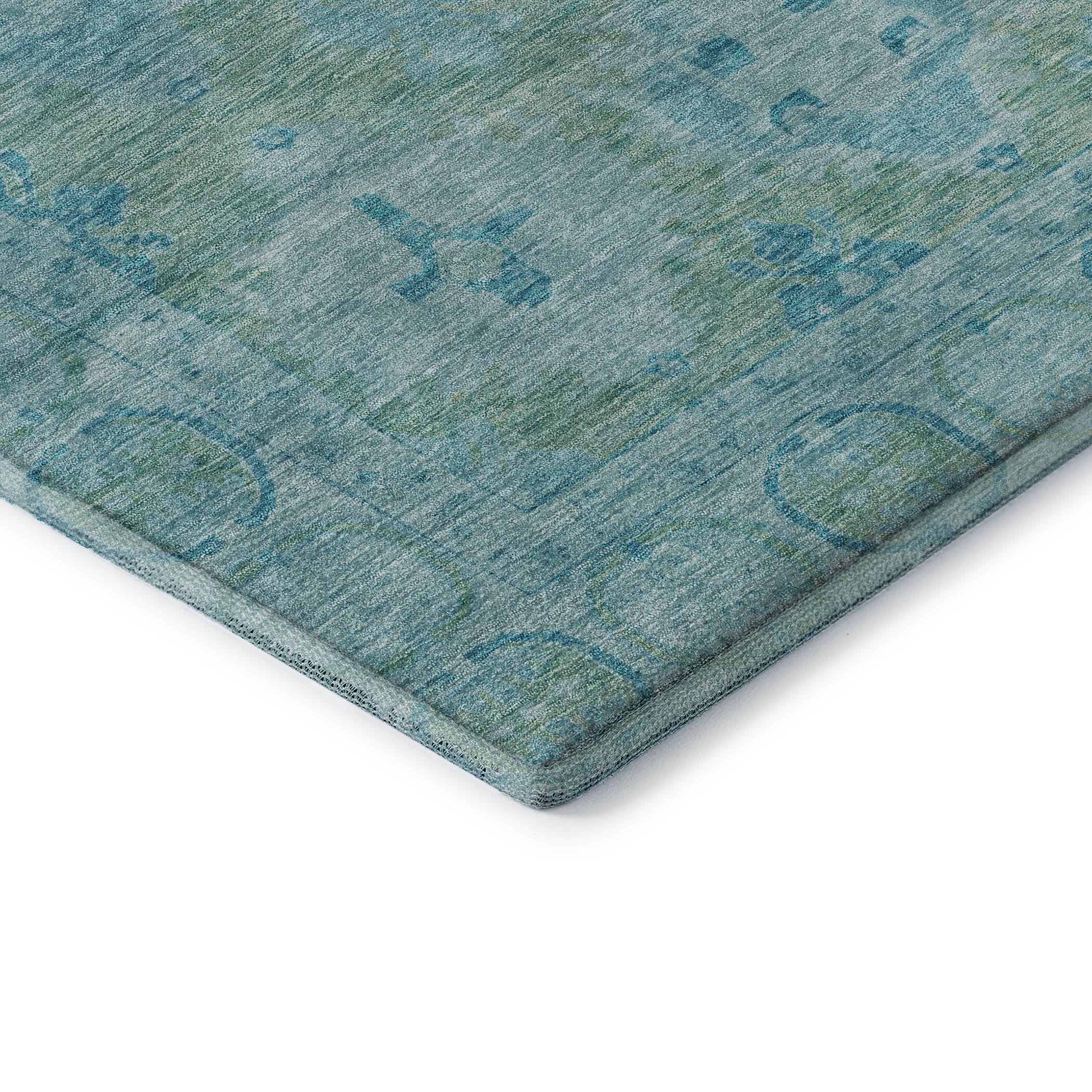 Chiang Mai Machine Washable Transitional Teal Rug 1'8" x 2'6" #shape_Rectangle