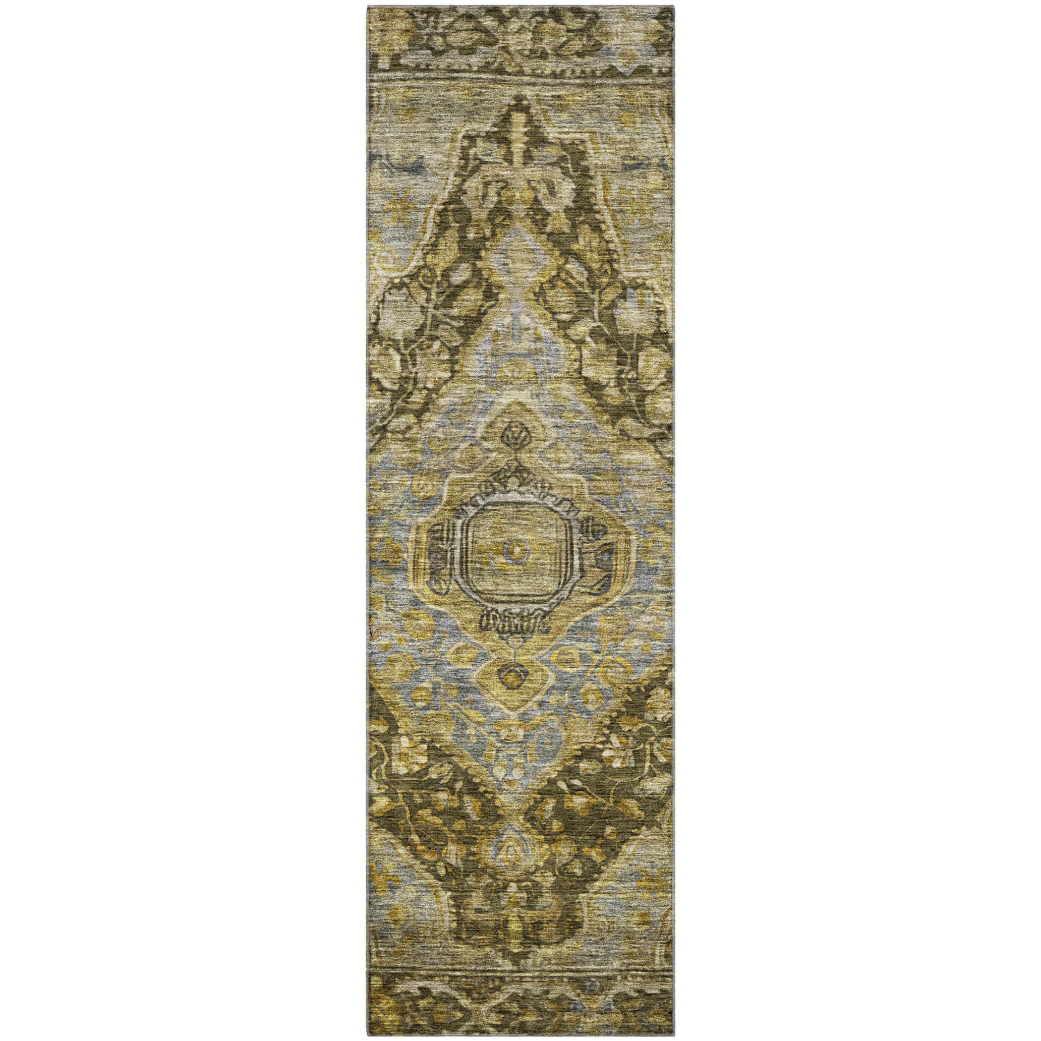 Porto Machine Washable Traditional Brown Rug 2'3" x 7'6" #shape_Runner