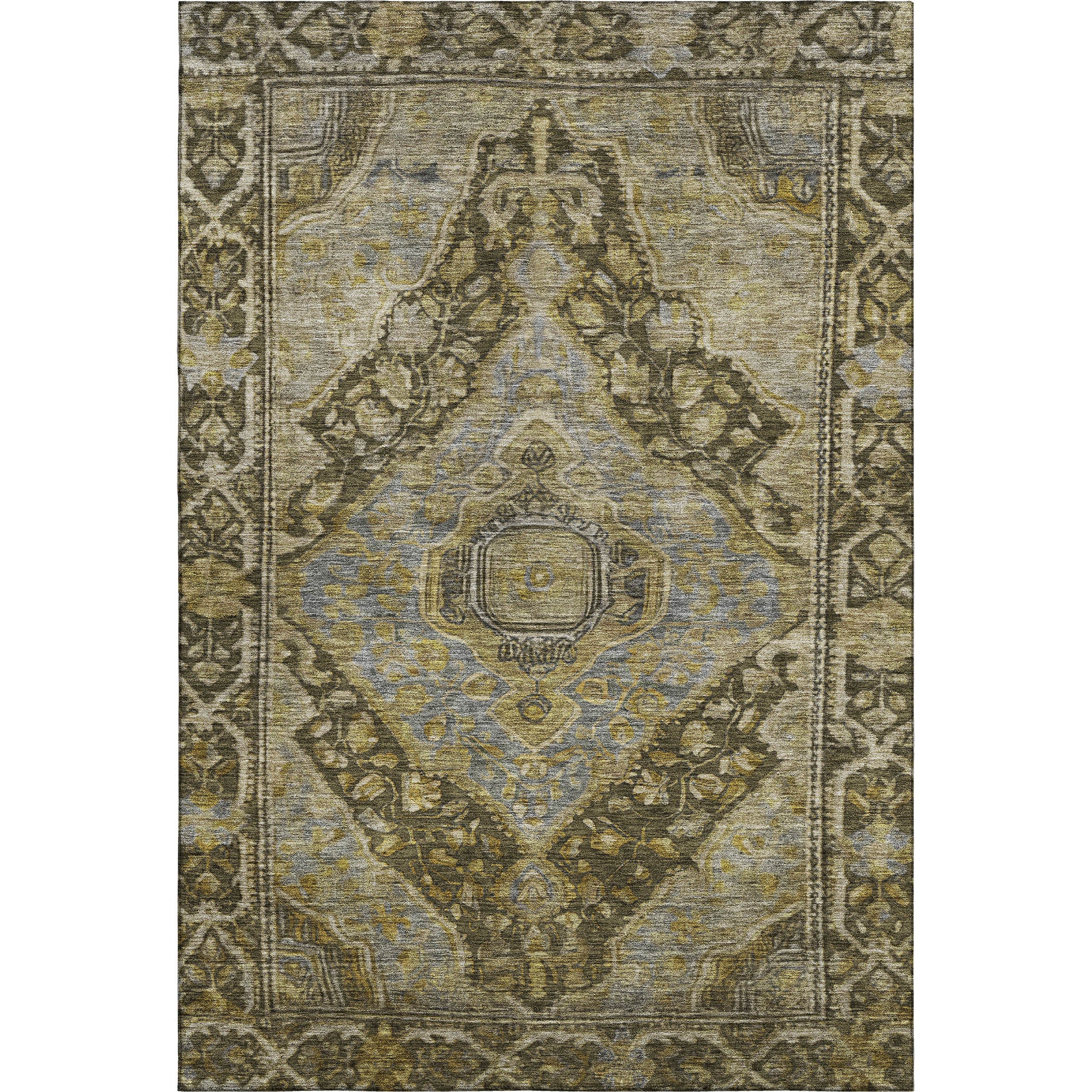 Porto Machine Washable Traditional Brown Rug 2'6" x 3'10" #shape_Rectangle
