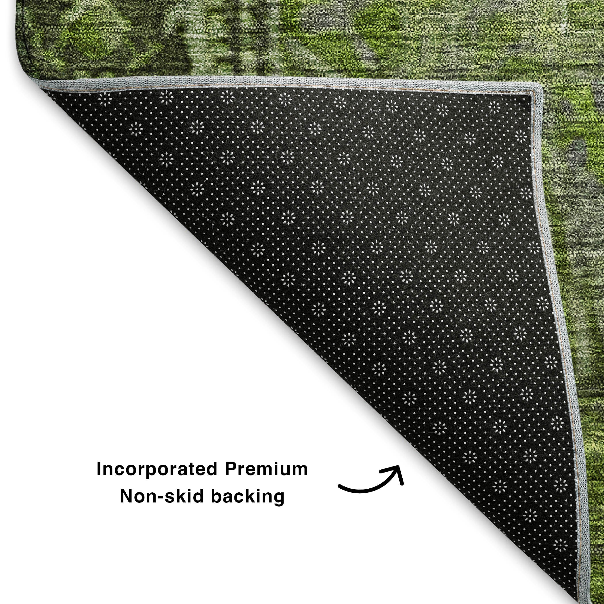 Porto Machine Washable Traditional Olive Green Rug 1'8" x 2'6" #shape_Rectangle