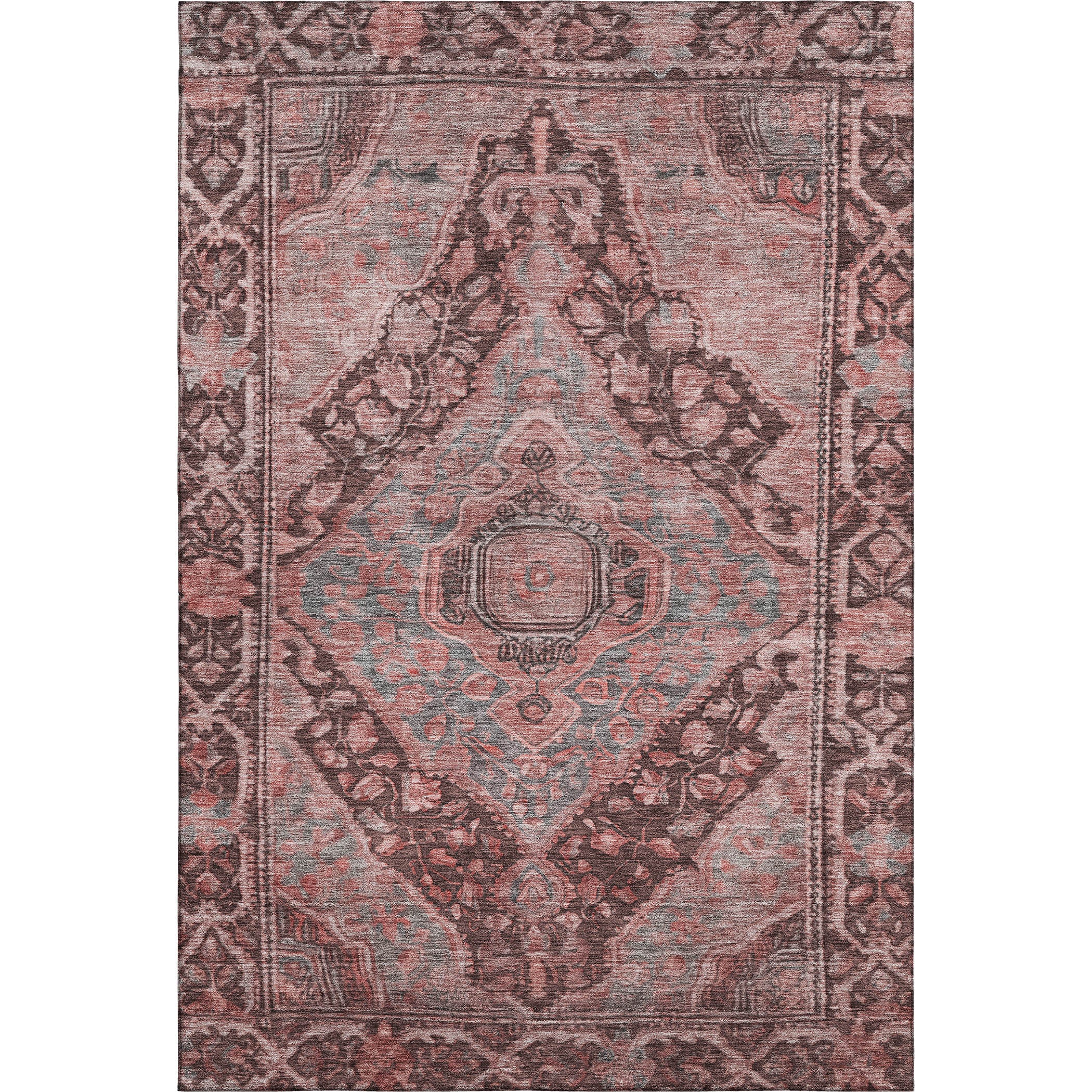 Porto Machine Washable Traditional Paprika Orange Rug 2'6" x 3'10" #shape_Rectangle