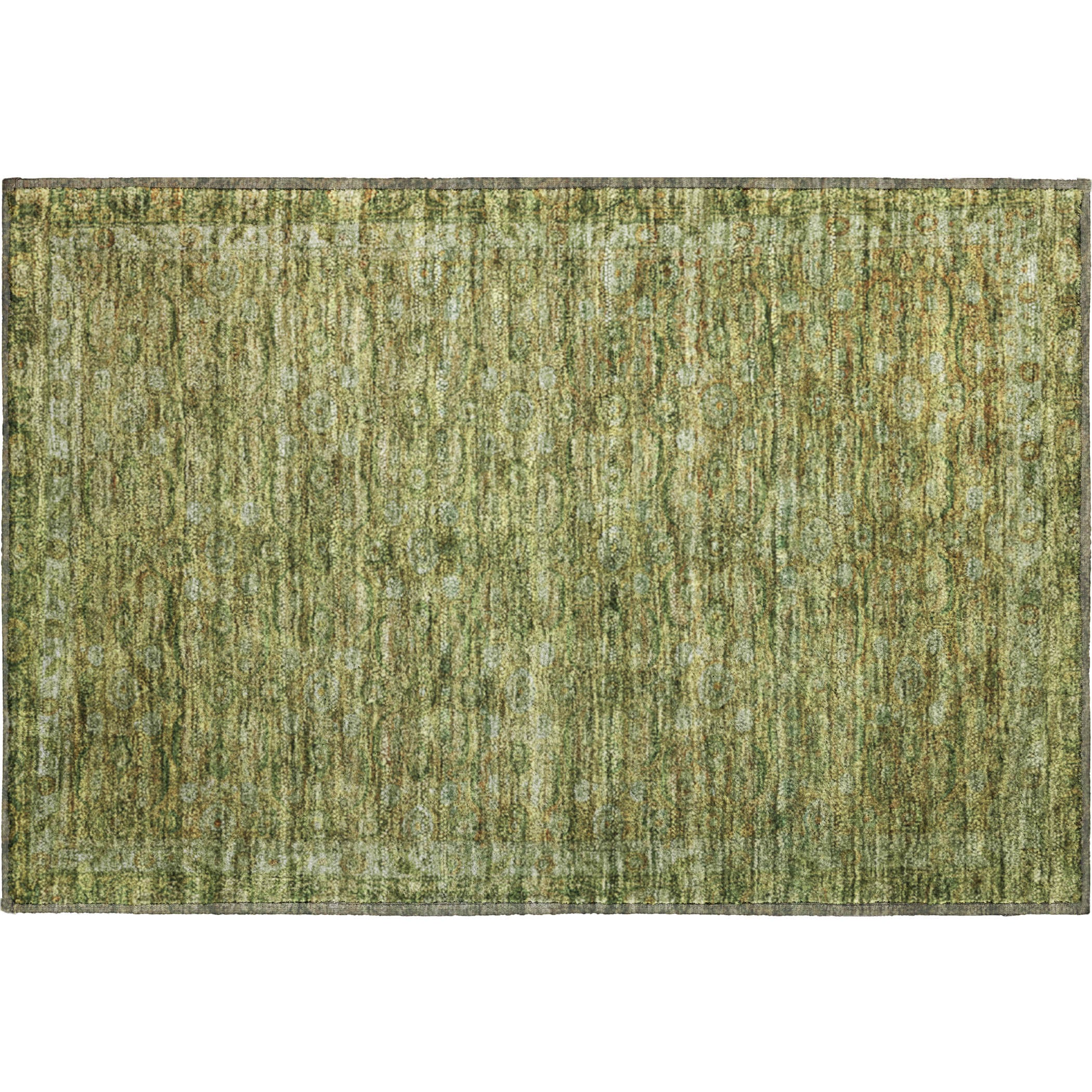 Salzburg Machine Washable Traditional Aloe Green Rug 1'8" x 2'6" #shape_Rectangle