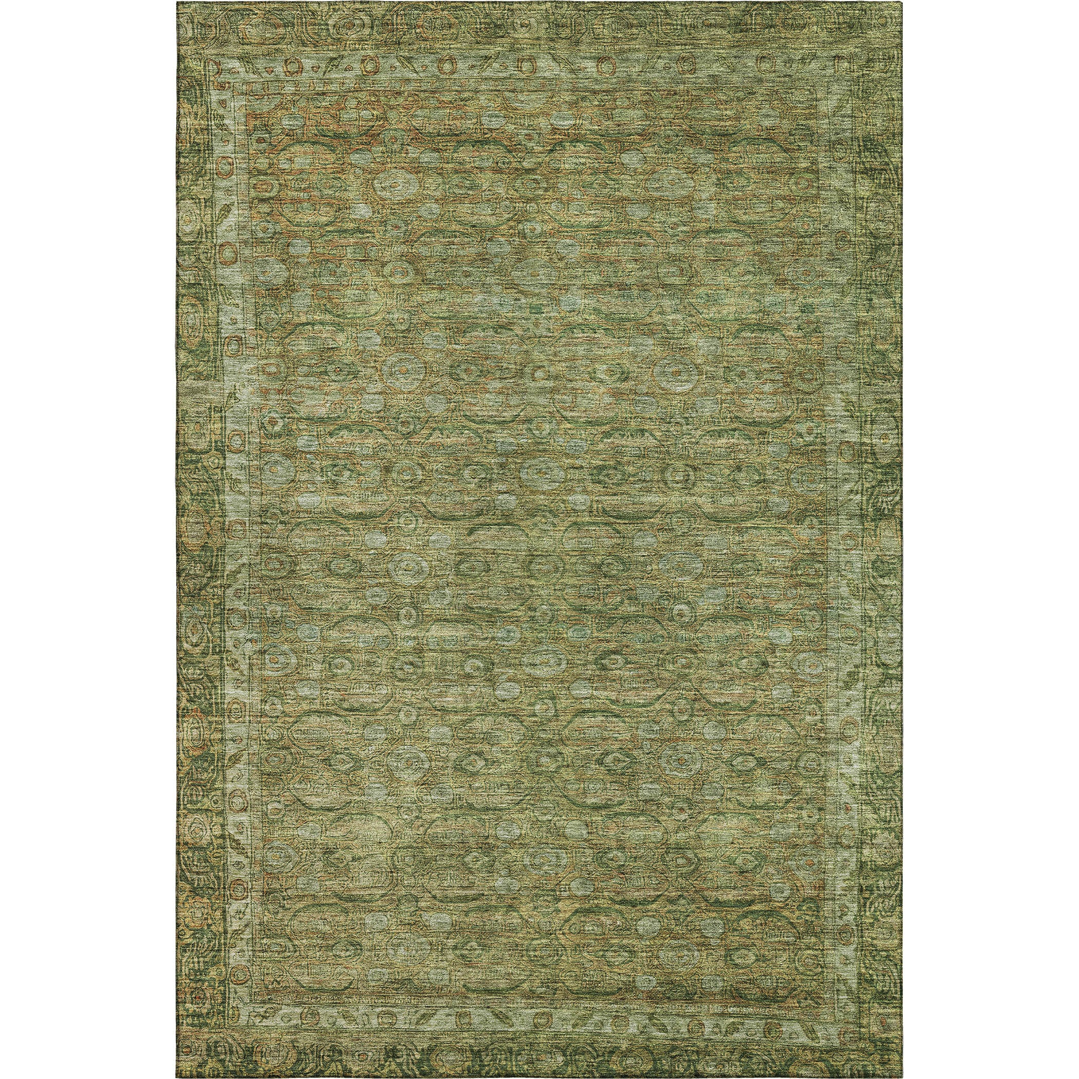 Salzburg Machine Washable Traditional Aloe Green Rug 2'6" x 3'10" #shape_Rectangle