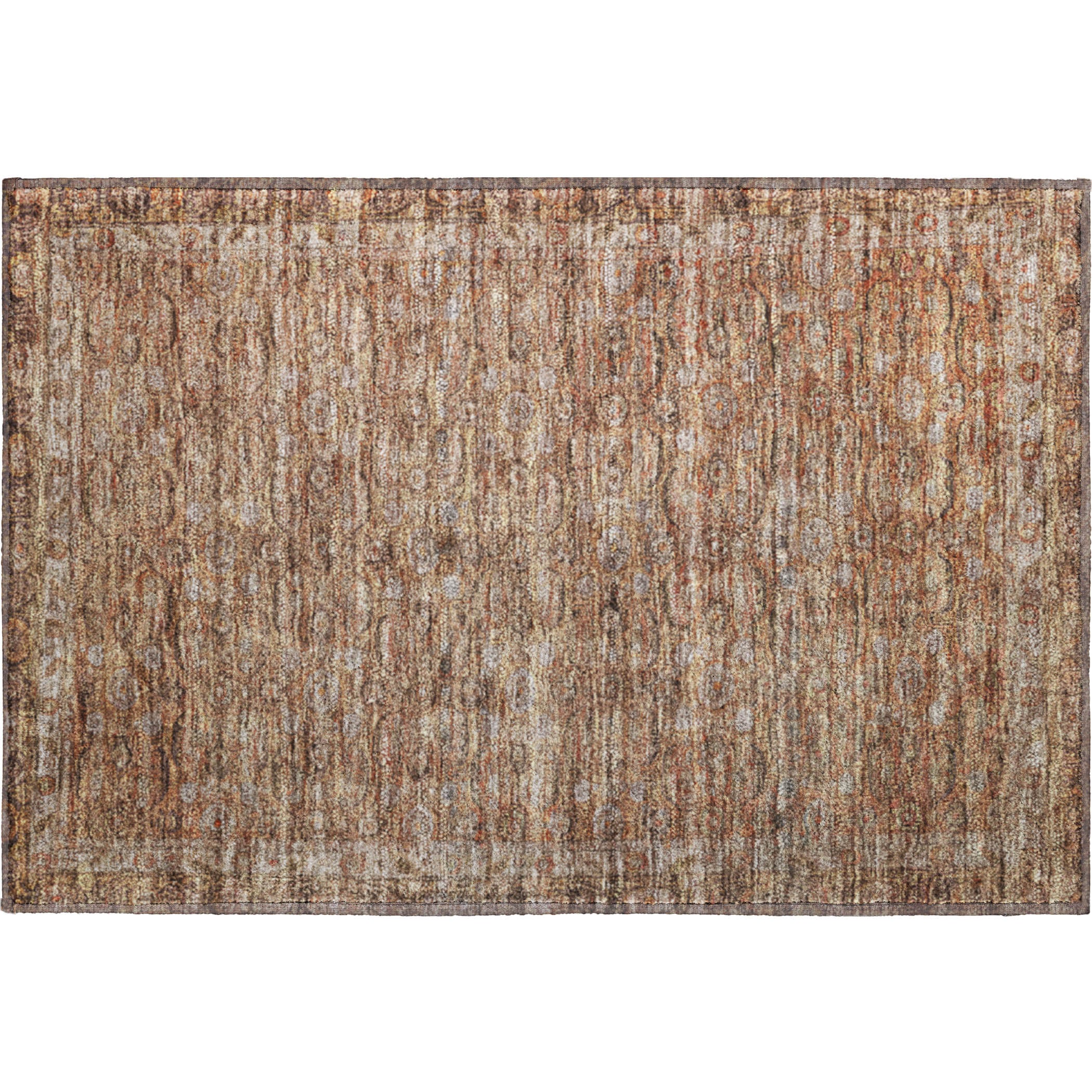 Salzburg Machine Washable Traditional Copper Orange Rug 1'8" x 2'6" #shape_Rectangle
