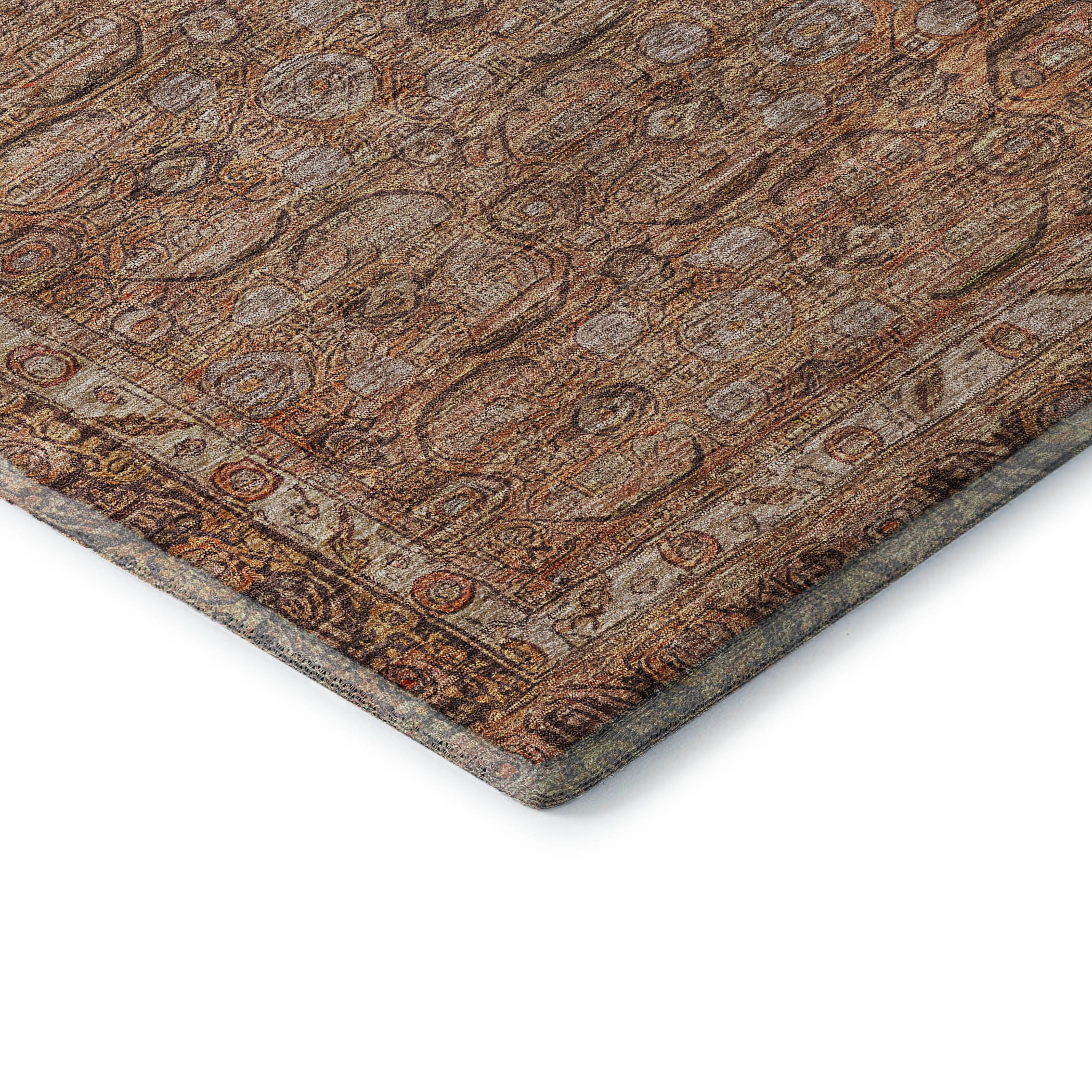 Salzburg Machine Washable Traditional Copper Orange Rug 1'8" x 2'6" #shape_Rectangle