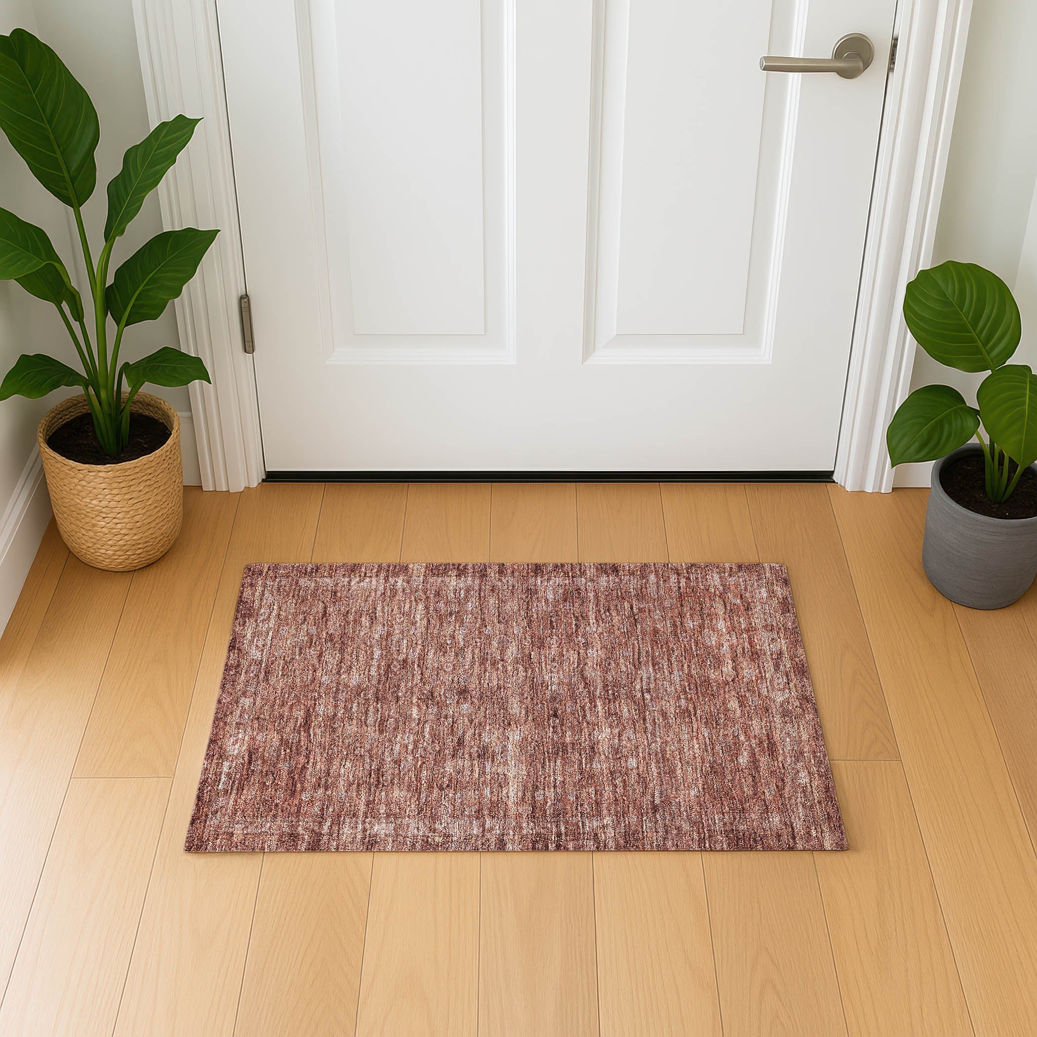 Salzburg Machine Washable Traditional Terracotta Orange Rug 1'8" x 2'6" #shape_Rectangle