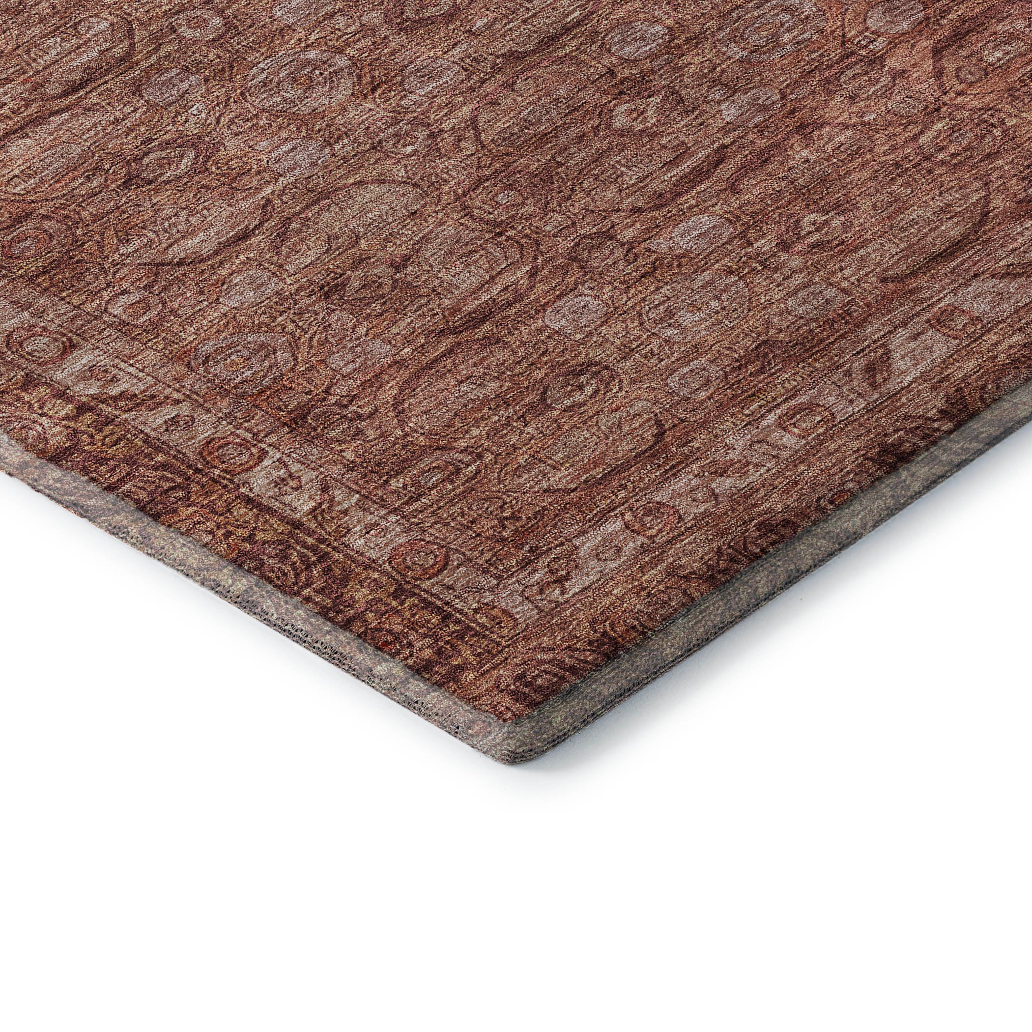 Salzburg Machine Washable Traditional Terracotta Orange Rug 1'8" x 2'6" #shape_Rectangle