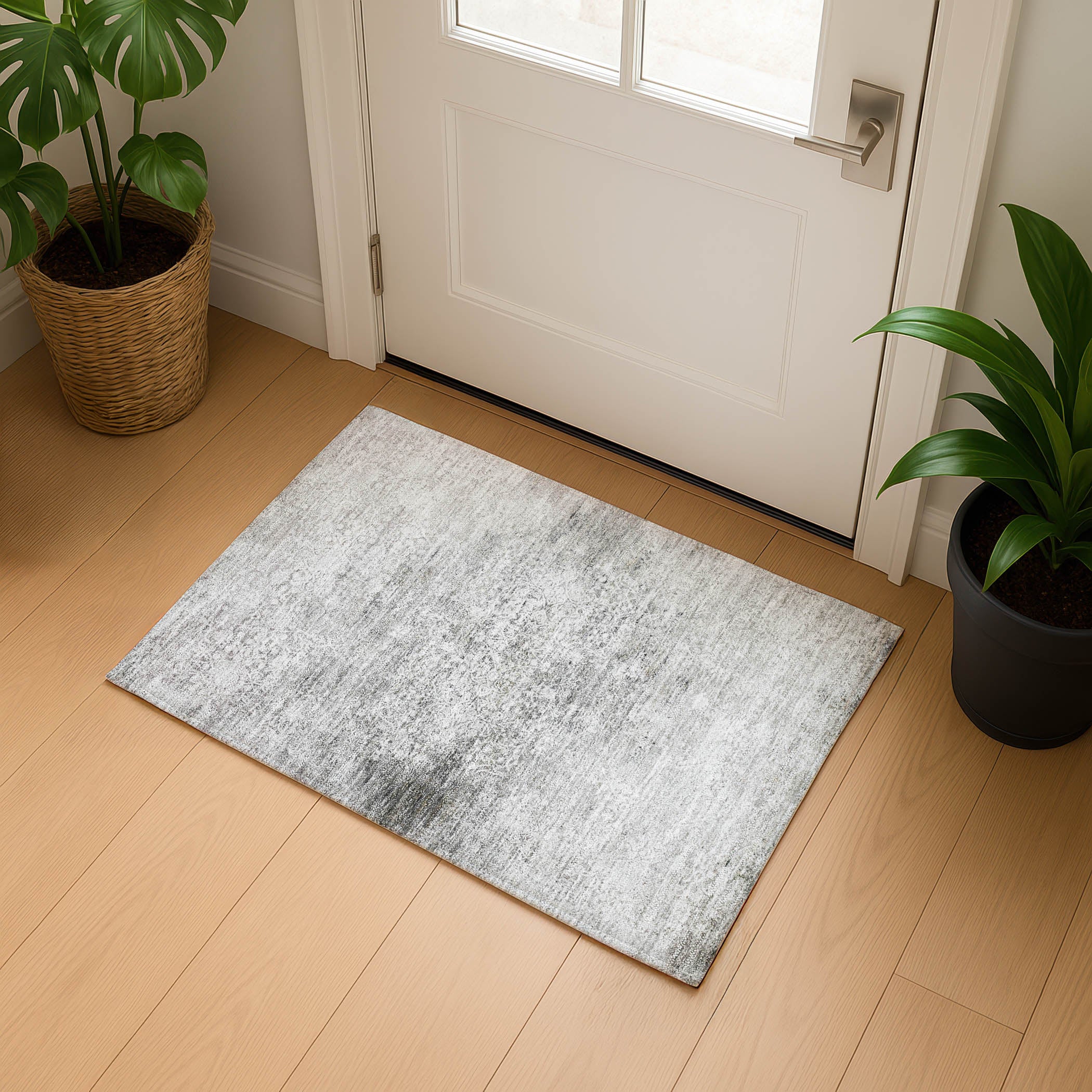 Montevideo Machine Washable Traditional Gray Rug 1'8" x 2'6" #shape_Rectangle