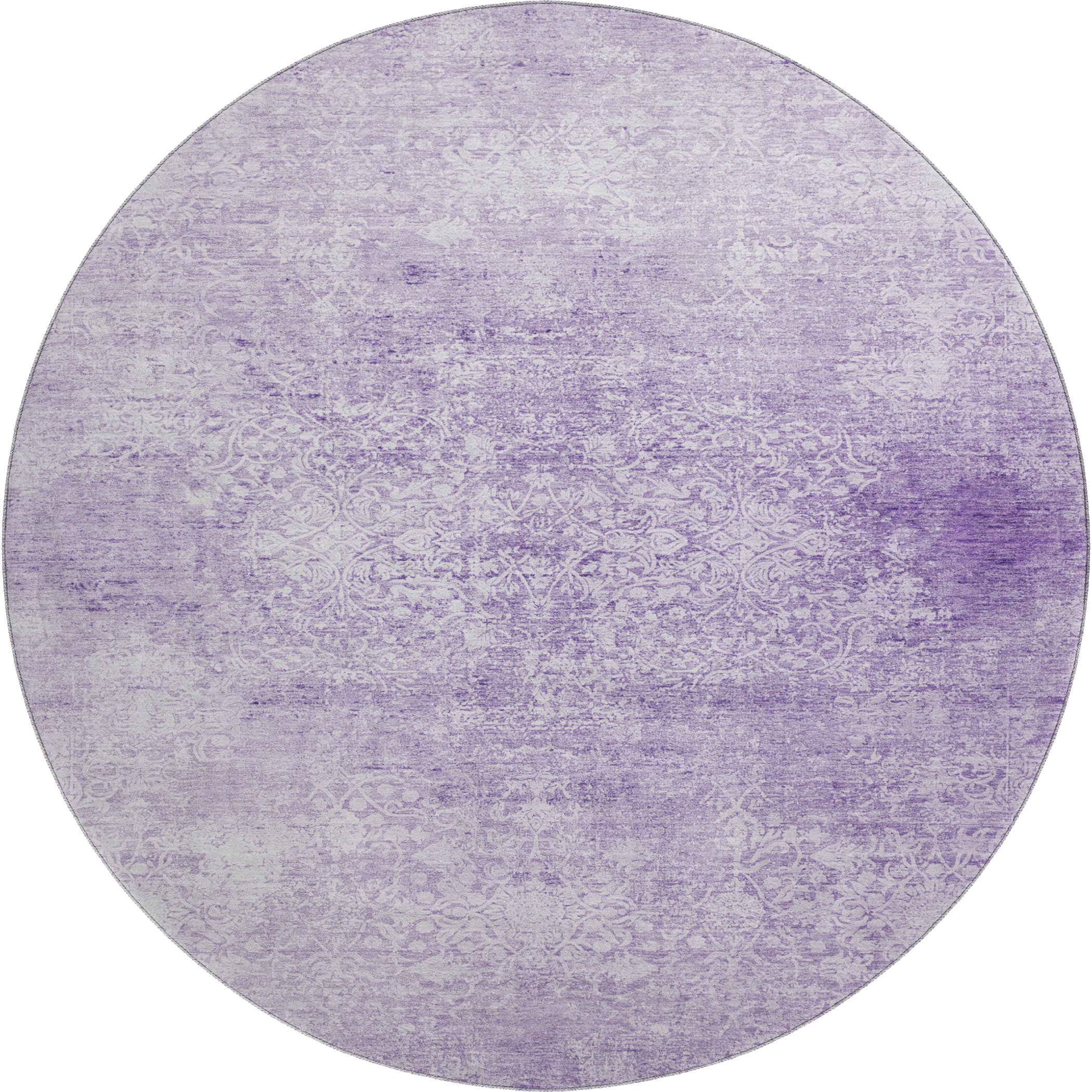 Montevideo Machine Washable Traditional Lilac Purple Rug 8' x 8' #shape_Round