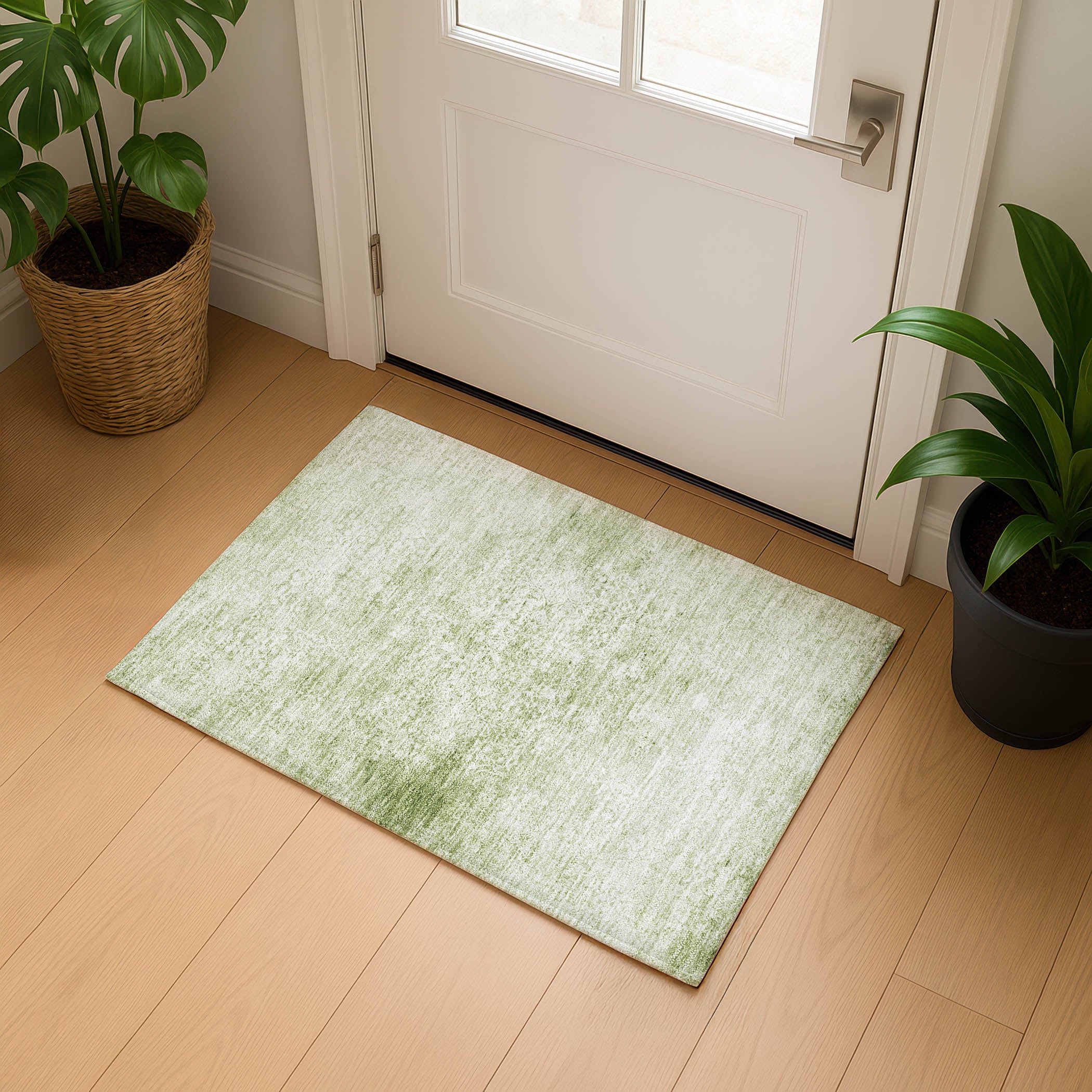 Montevideo Machine Washable Traditional Sage Green Rug 1'8" x 2'6" #shape_Rectangle