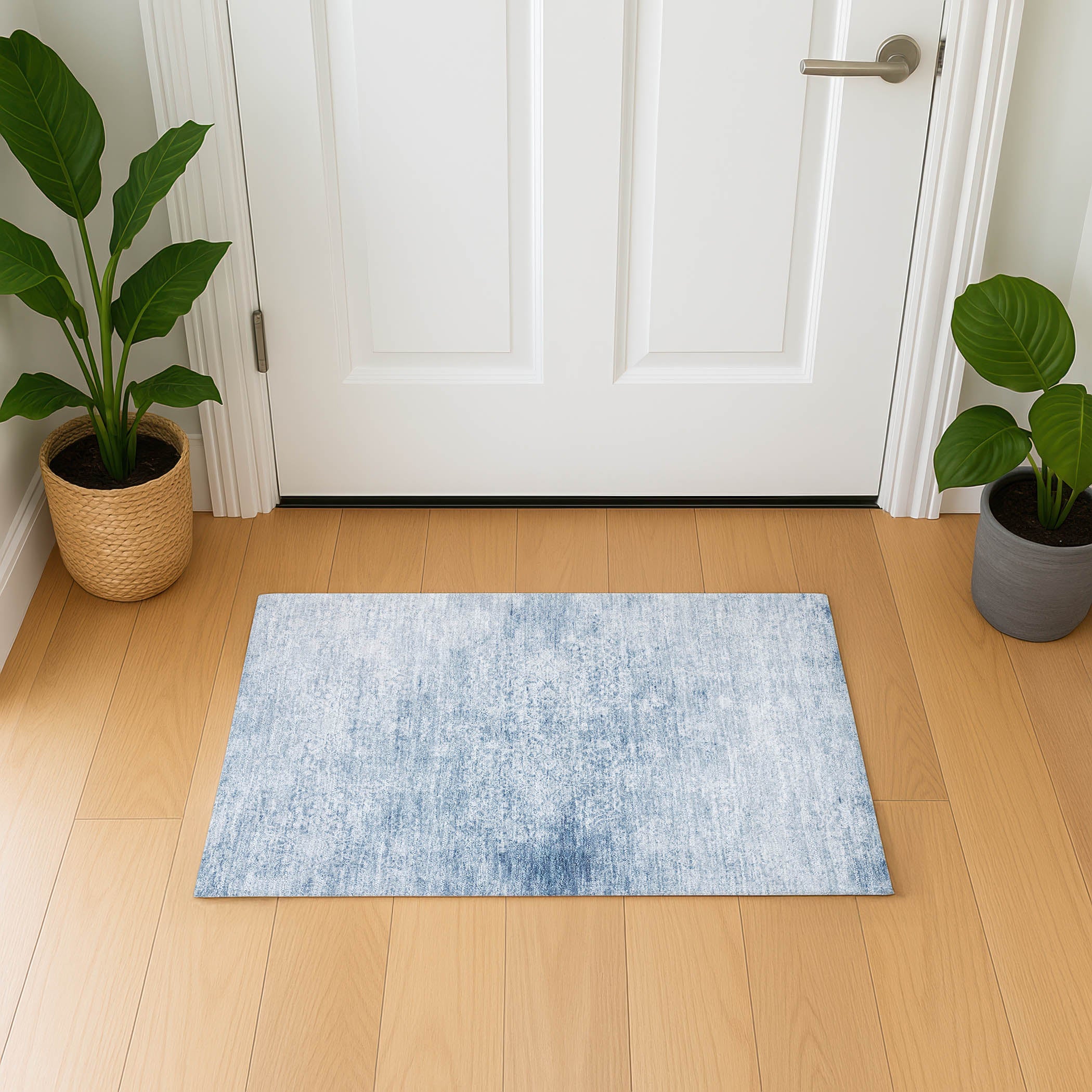 Montevideo Machine Washable Traditional Sky Blue Rug 1'8" x 2'6" #shape_Rectangle