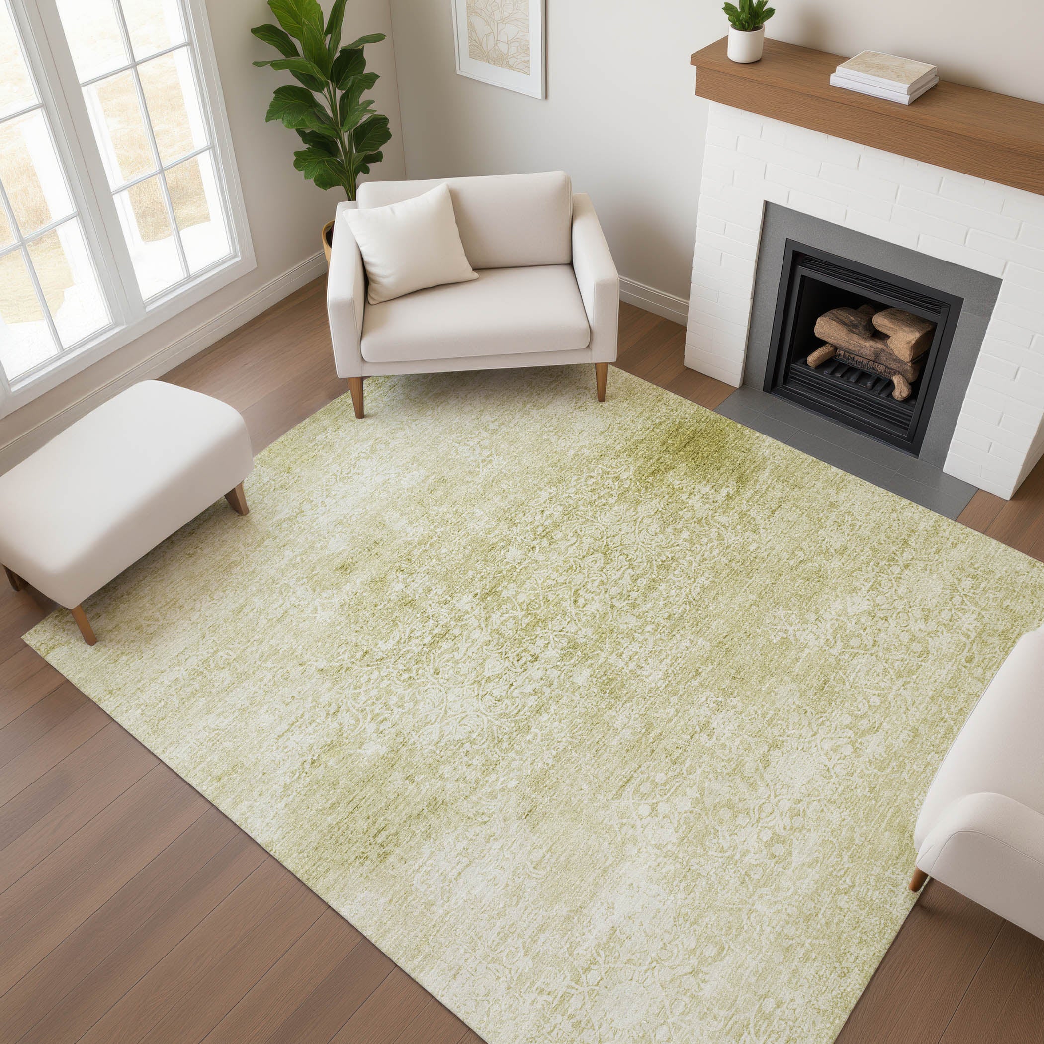 Montevideo Machine Washable Traditional Wheat Gold Rug 2'6" x 3'10" #shape_Rectangle