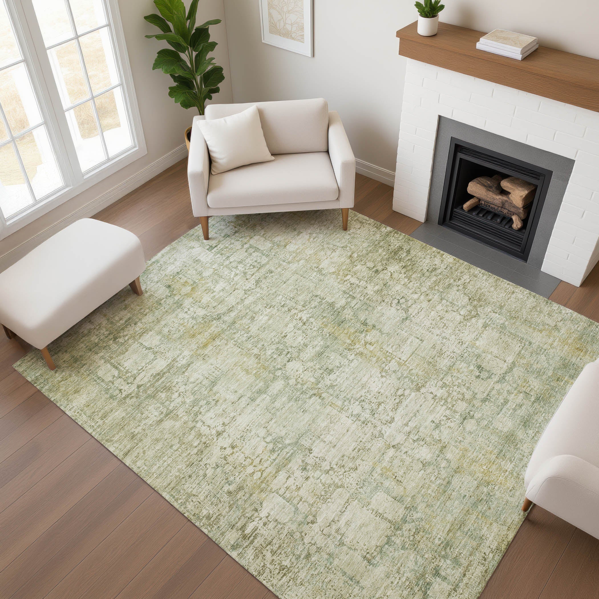 Bern Machine Washable Transitional Beige Brown Rug 2'6" x 3'10" #shape_Rectangle